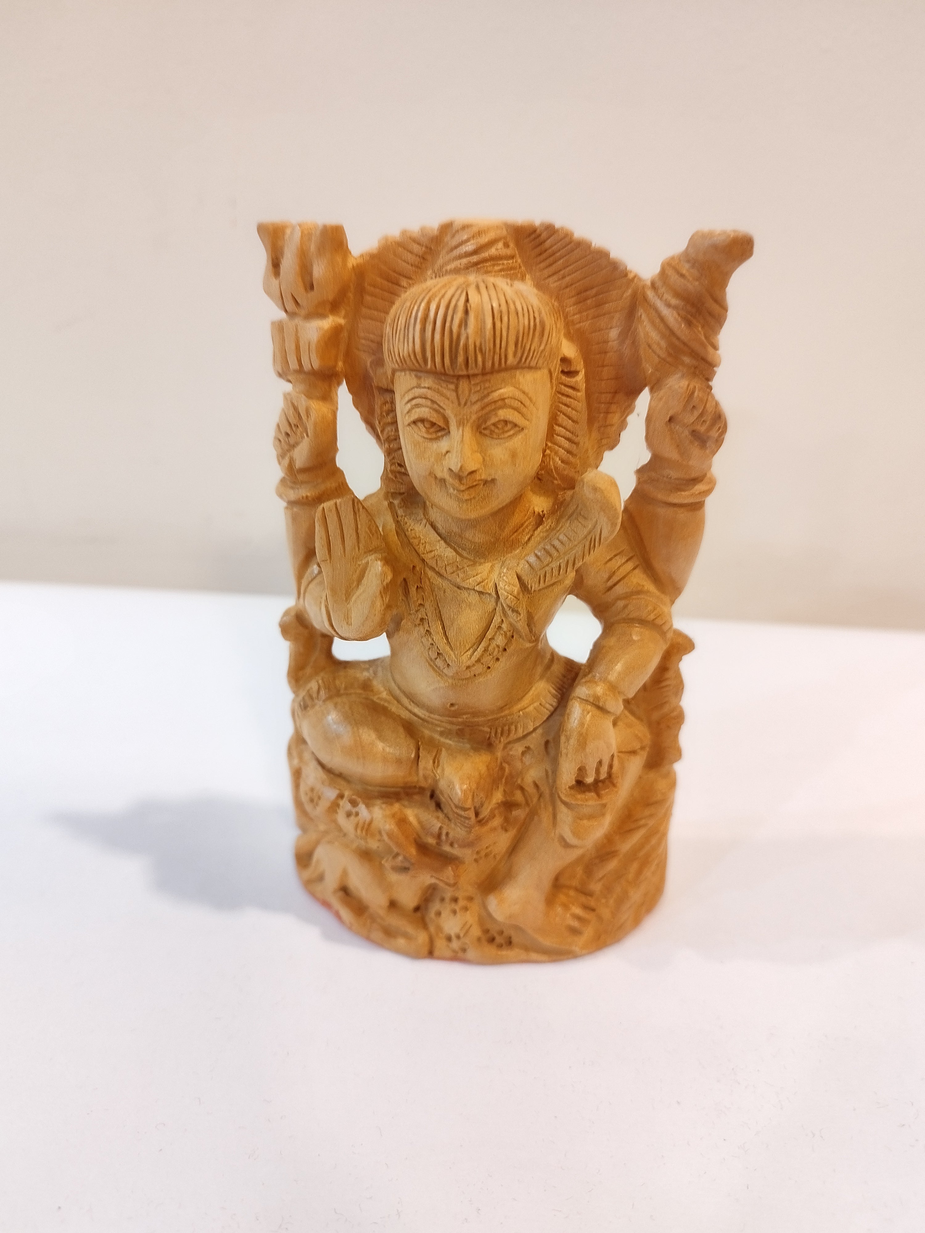 Wooden Hanuman Prabhat Five-inch for spiritual faith composed of Kadam wood