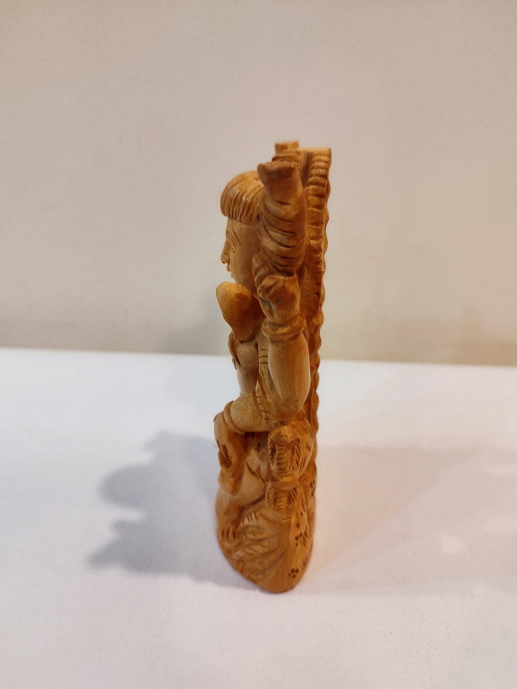 Five-inch wooden Hanuman Prabhat for spiritual faith composed of Kadam wood