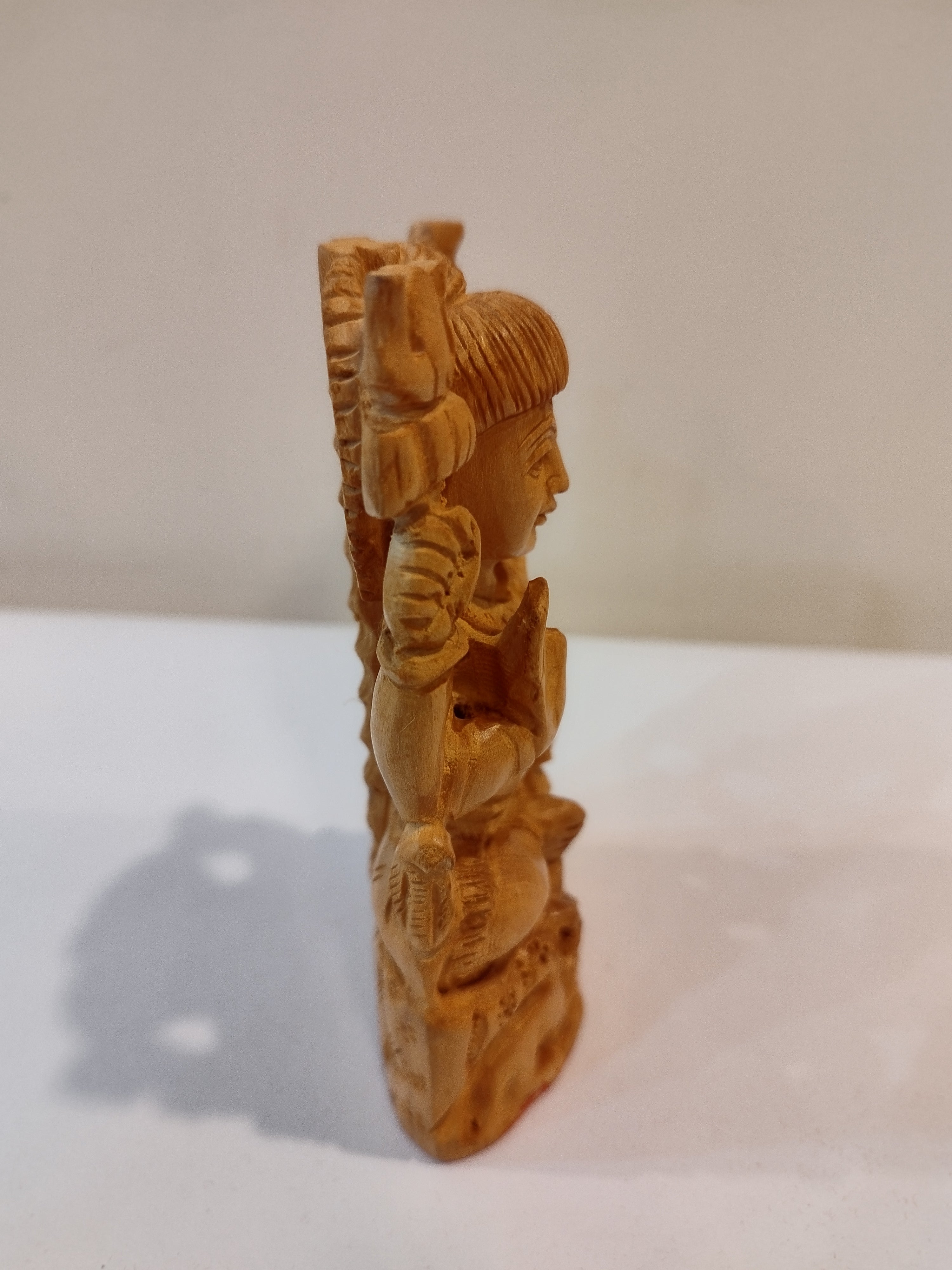 Five-inch wooden Hanuman Prabhat for spiritual faith composed of Kadam wood