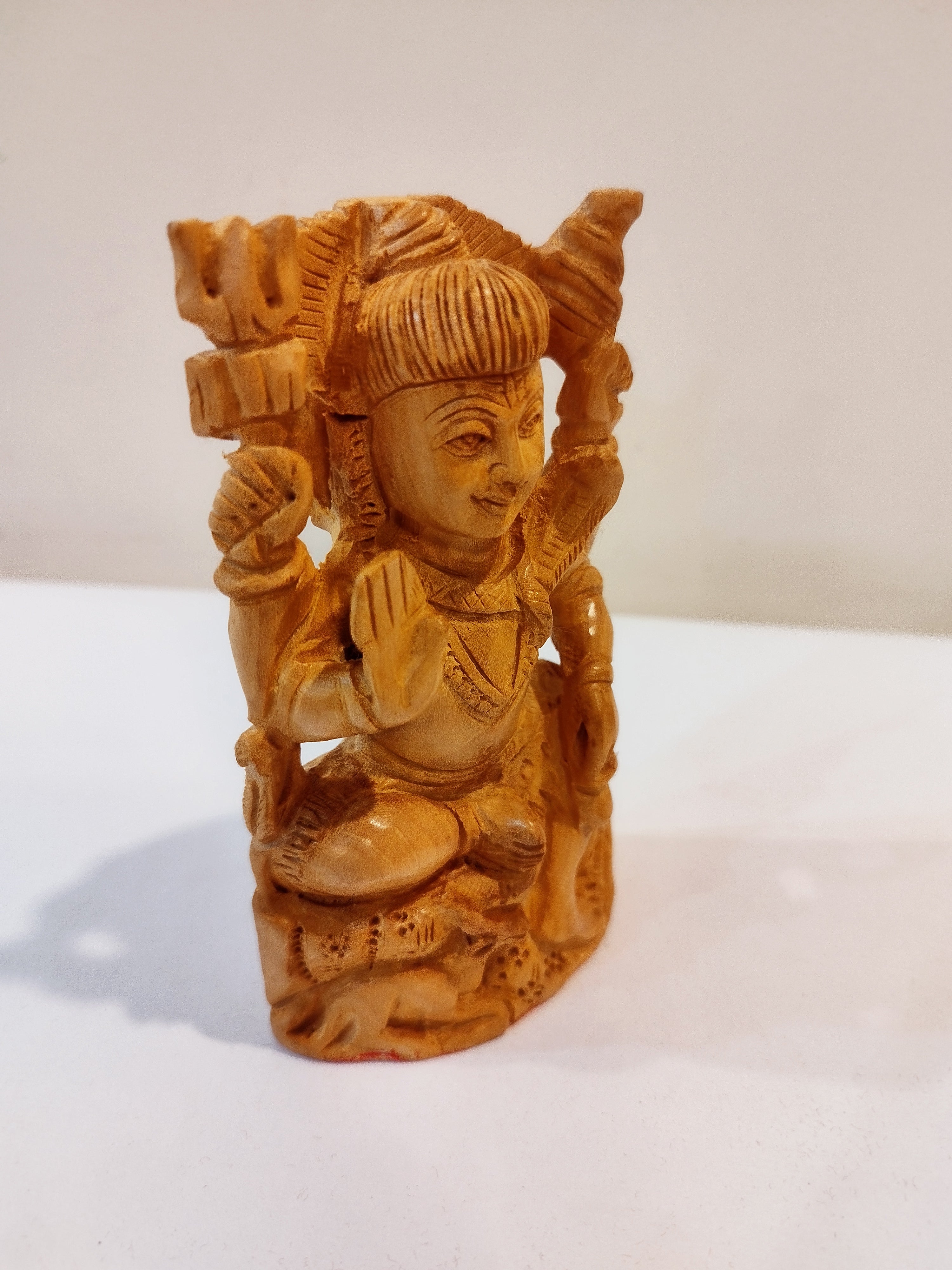 Five-inch wooden Hanuman Prabhat for spiritual faith composed of Kadam wood