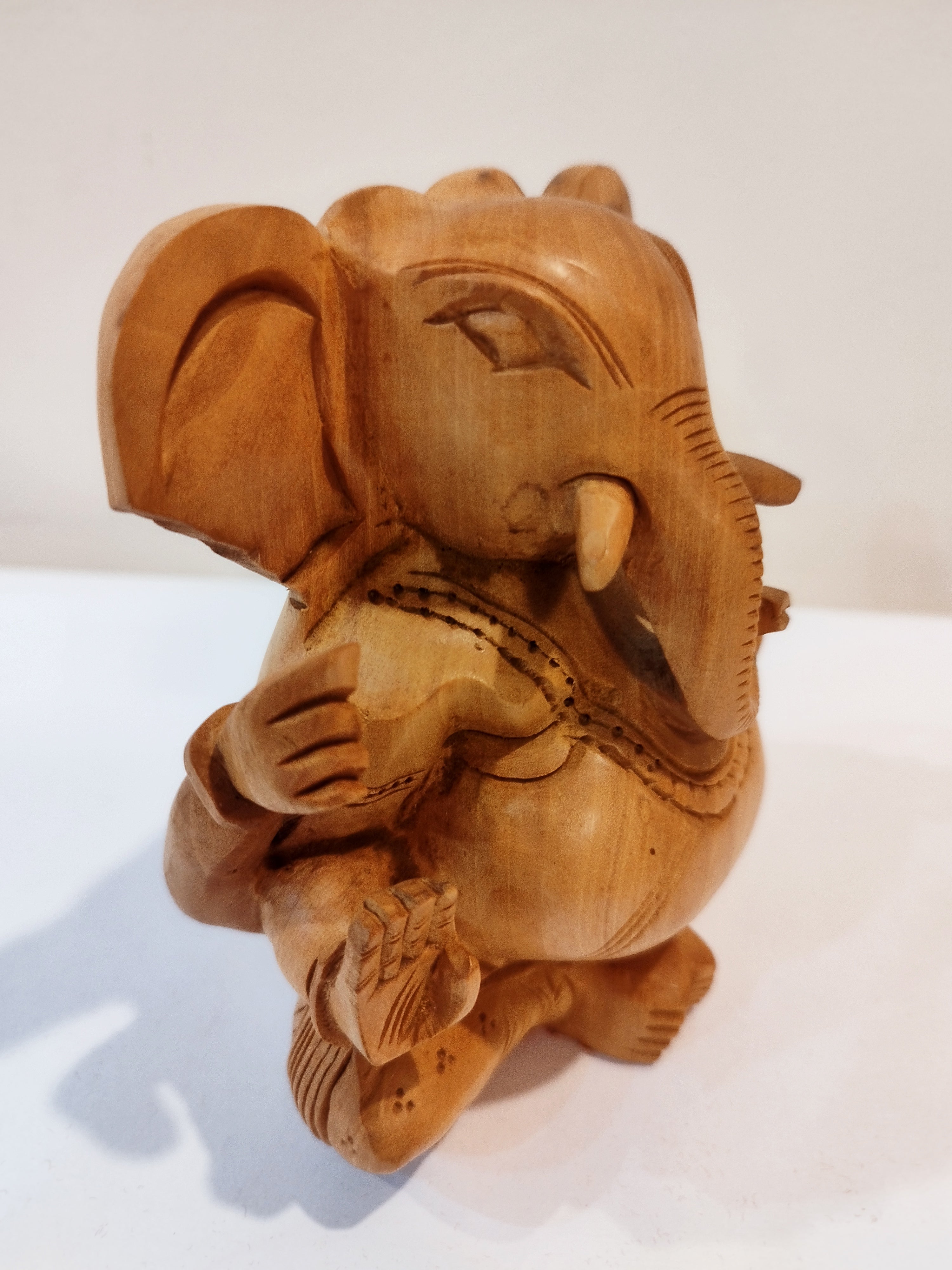 Hand Carved Kadam Wood Ganesh Statue: Hindu God Vinayak