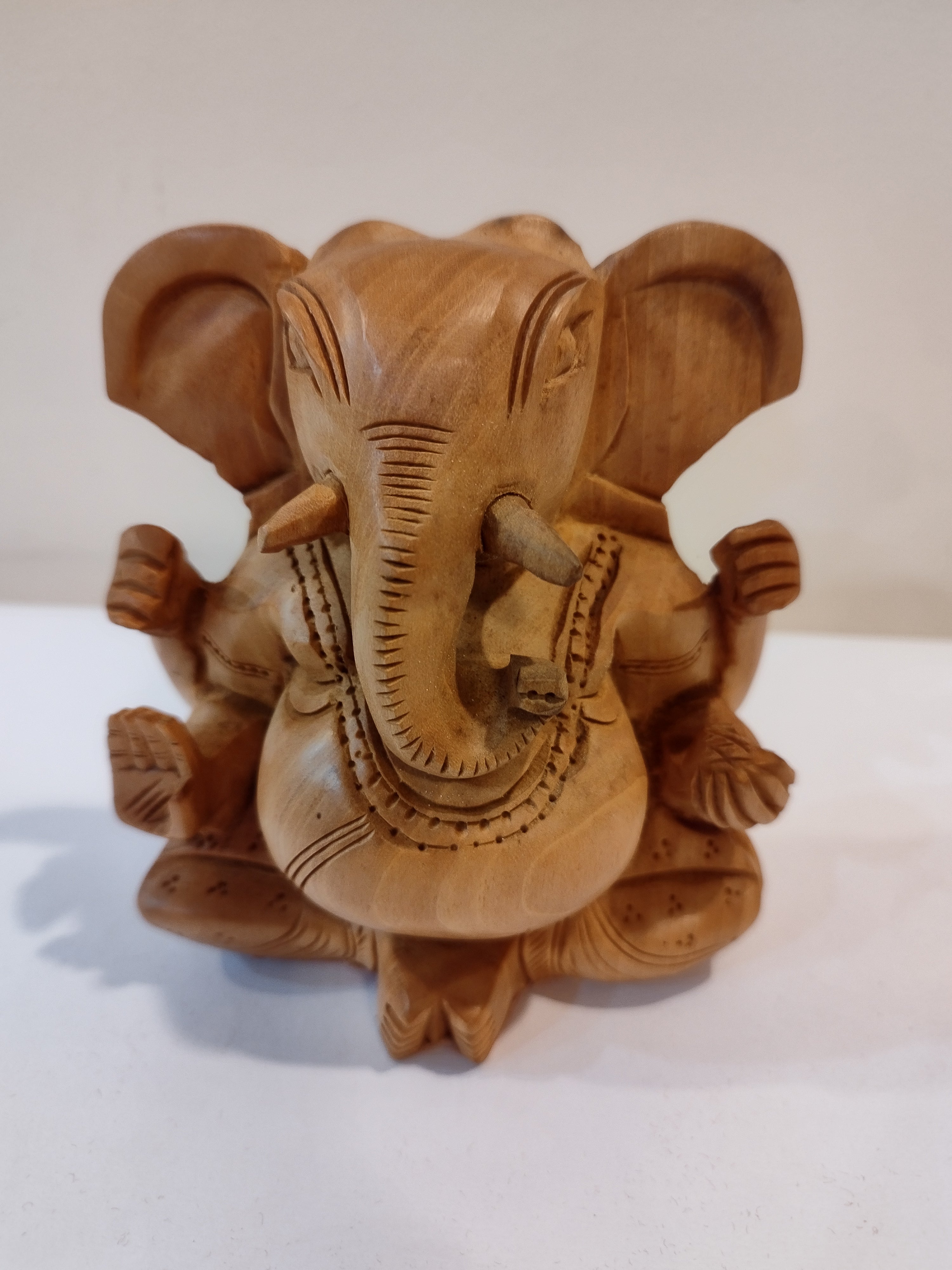 Hand Carved Kadam Wood Ganesh Statue: Hindu God Vinayak