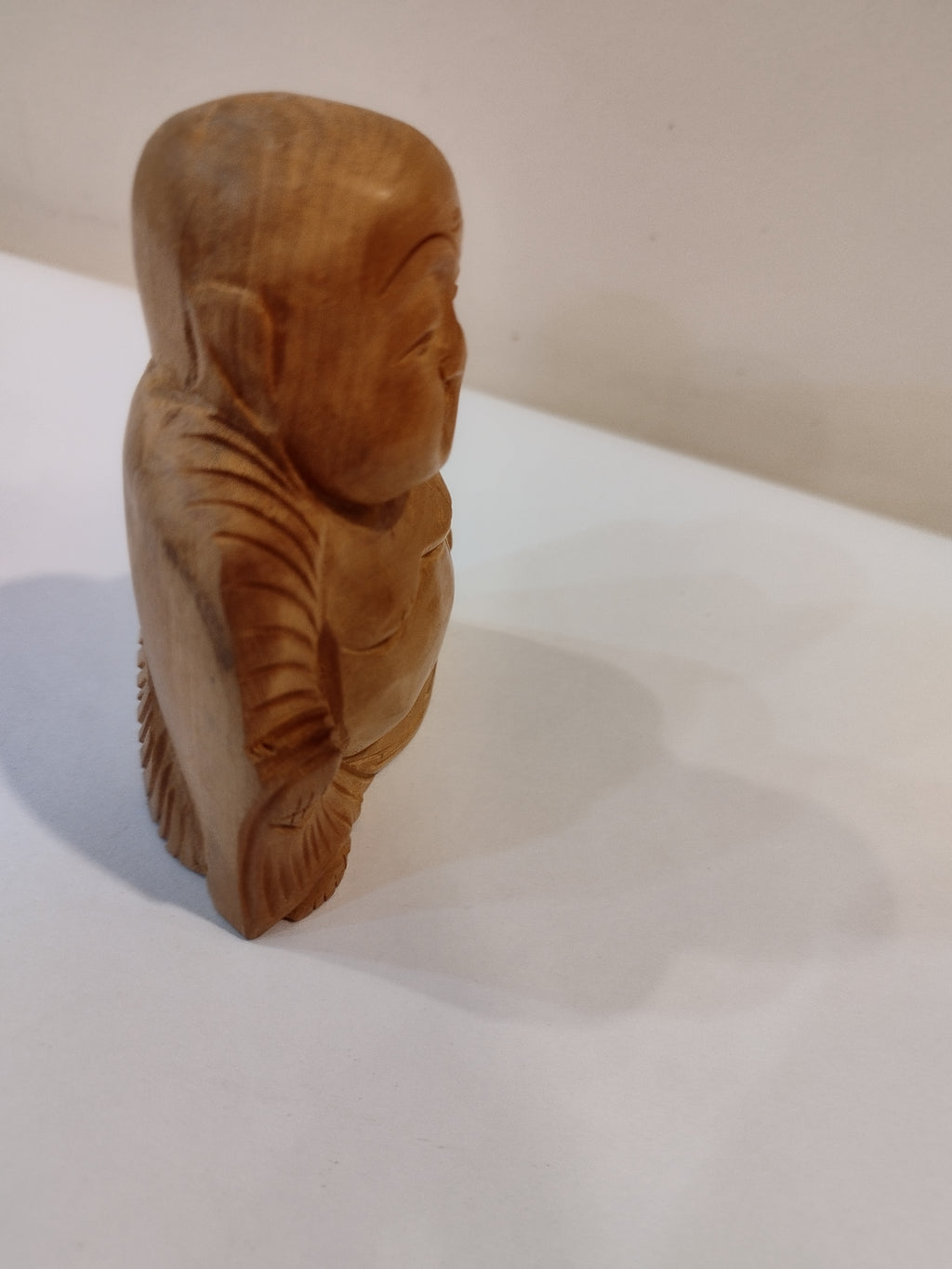 Handcrafted Oily Wood Laughing Buddha Statue