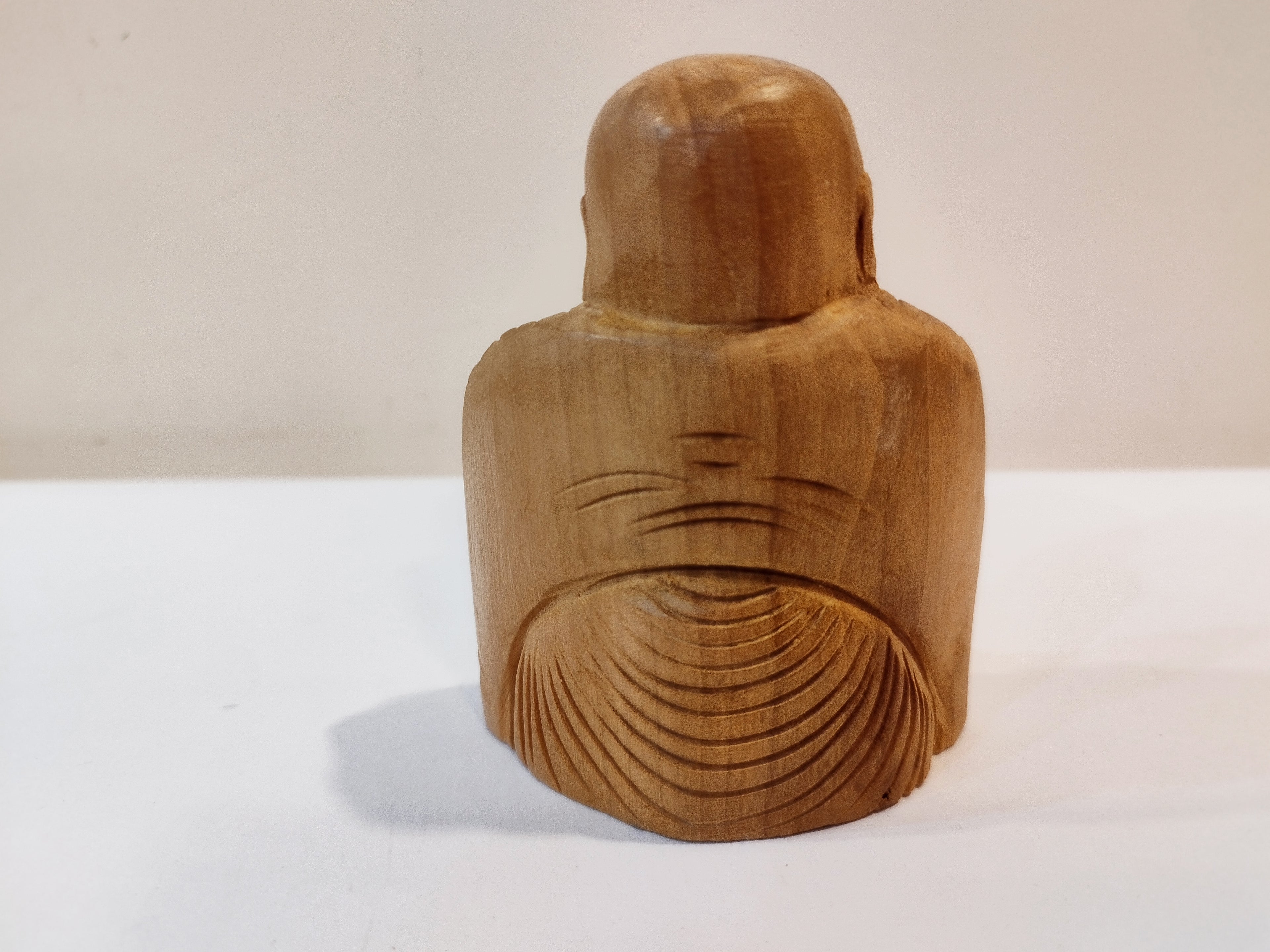 Handcrafted Oily Wood Laughing Buddha Statue