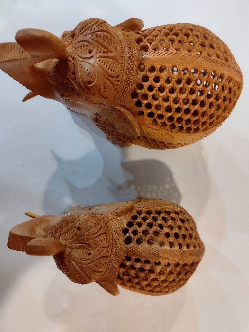 Hand Carved Kadam Wood Elephant Family ( Four elephants of the height 3,4,5 and 6 inches )- Spiritual Decor