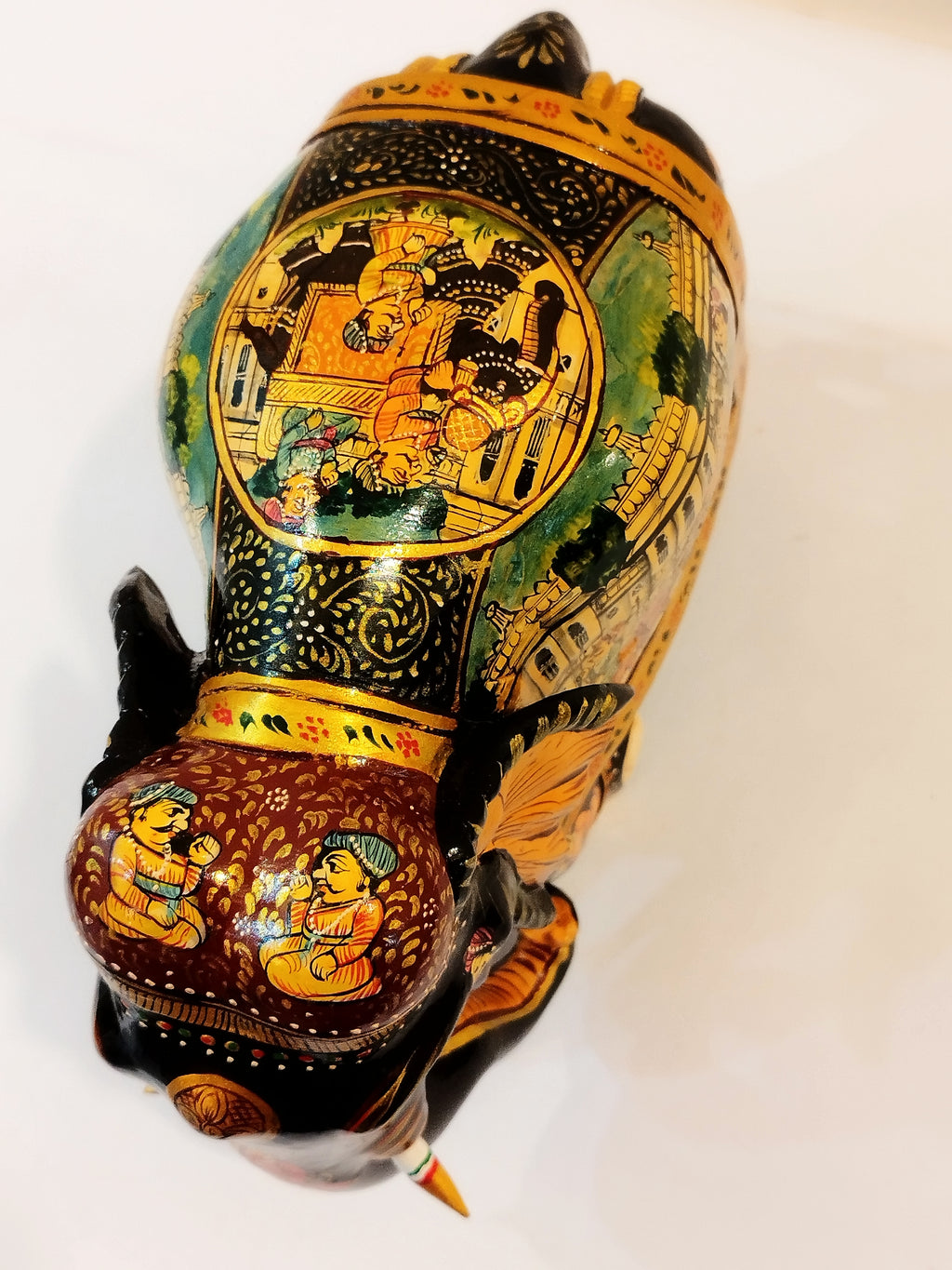 Handcrafted black kadam wood elephant painted statue-6 inches : strength,faith