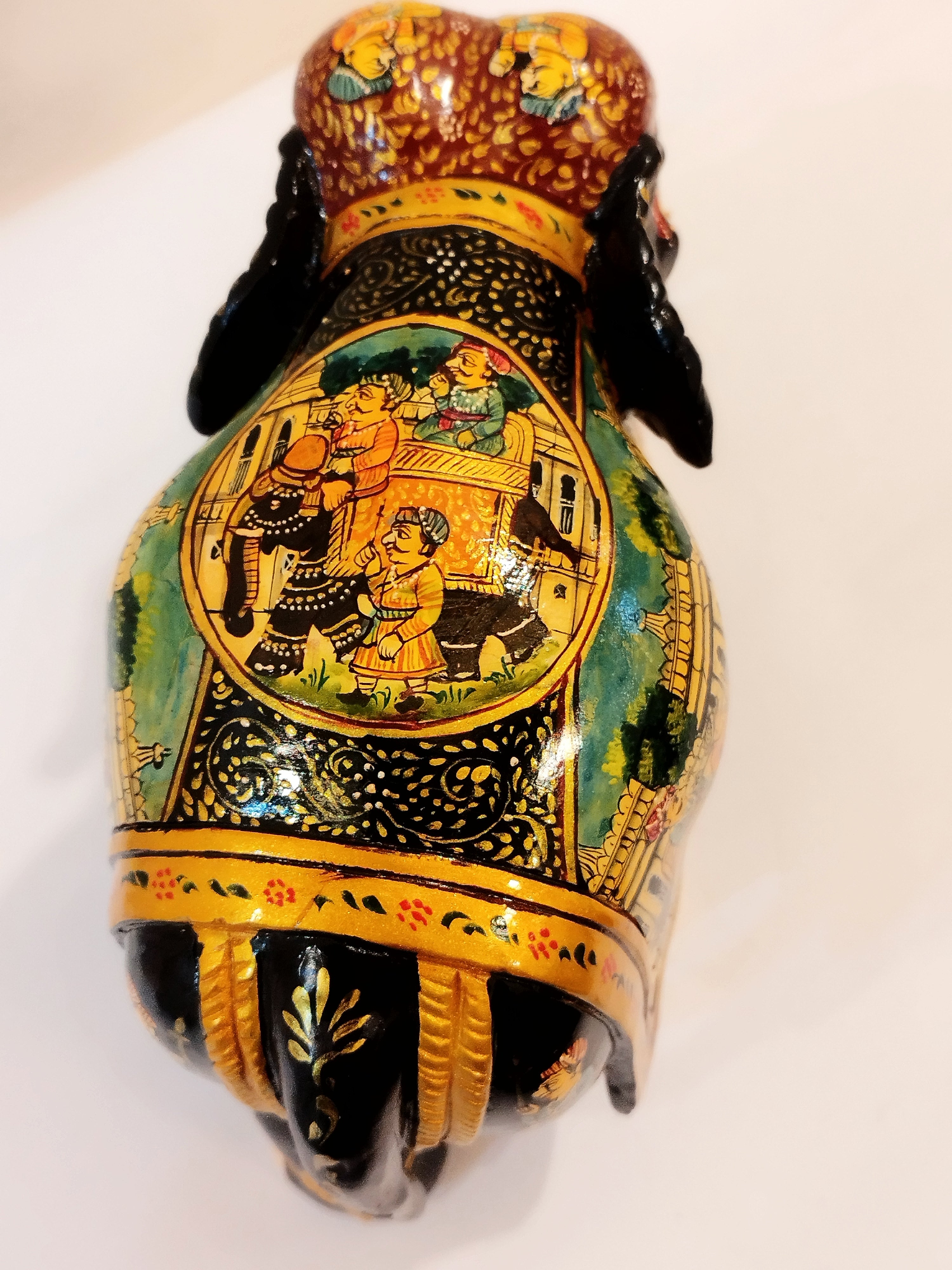 Handcrafted black kadam wood elephant painted statue-6 inches : strength,faith