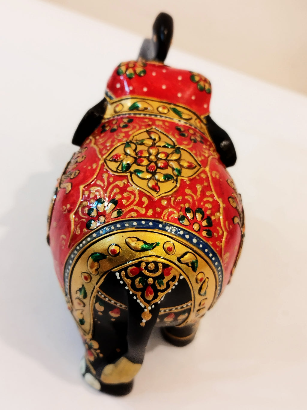 Handcrafted black kadam wood elephant painted statue-4 inches : strength, faith