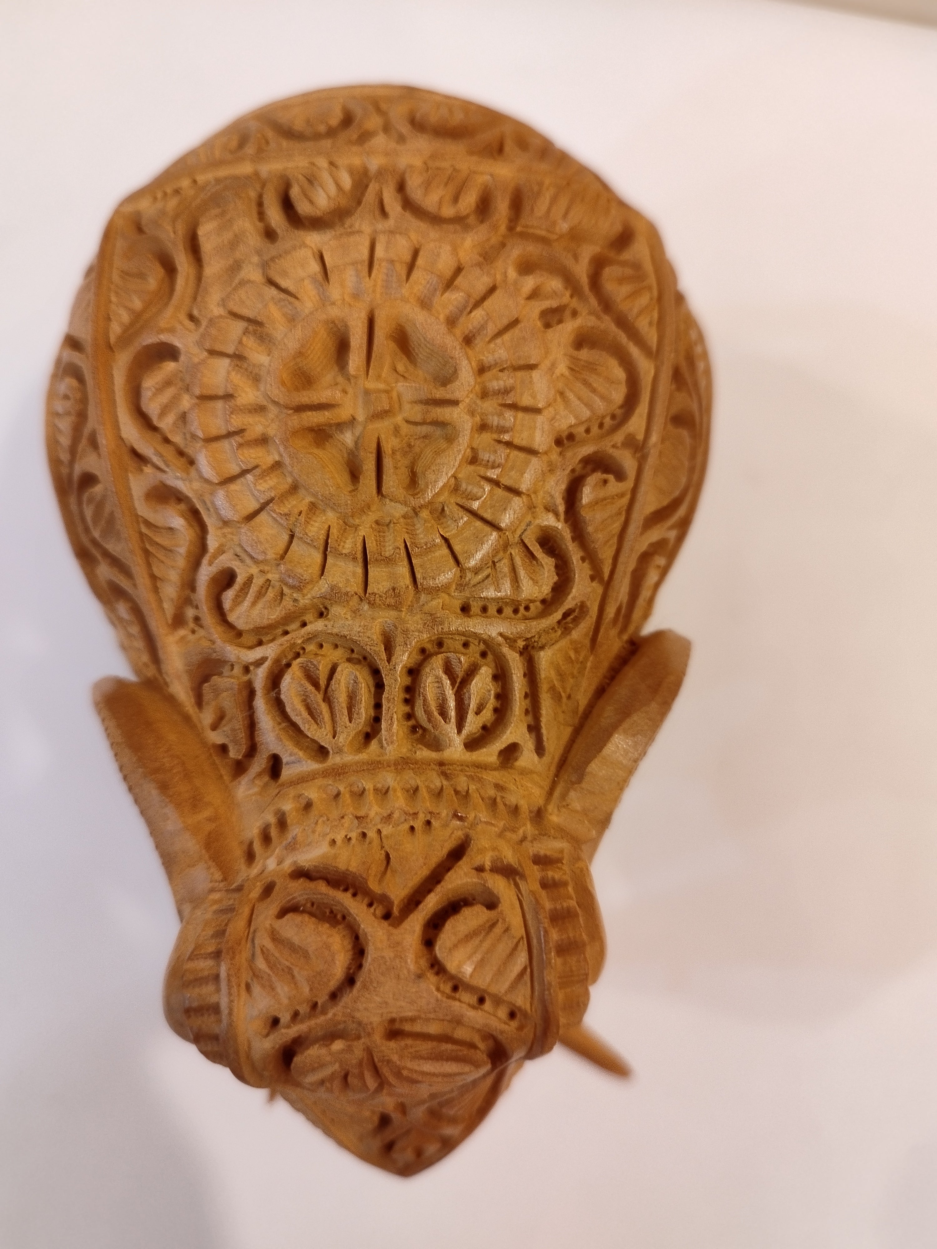 Handcrafted Kadam Wood Elephant with Peacock Sculpture 5 Inches – Spiritual Home Decor