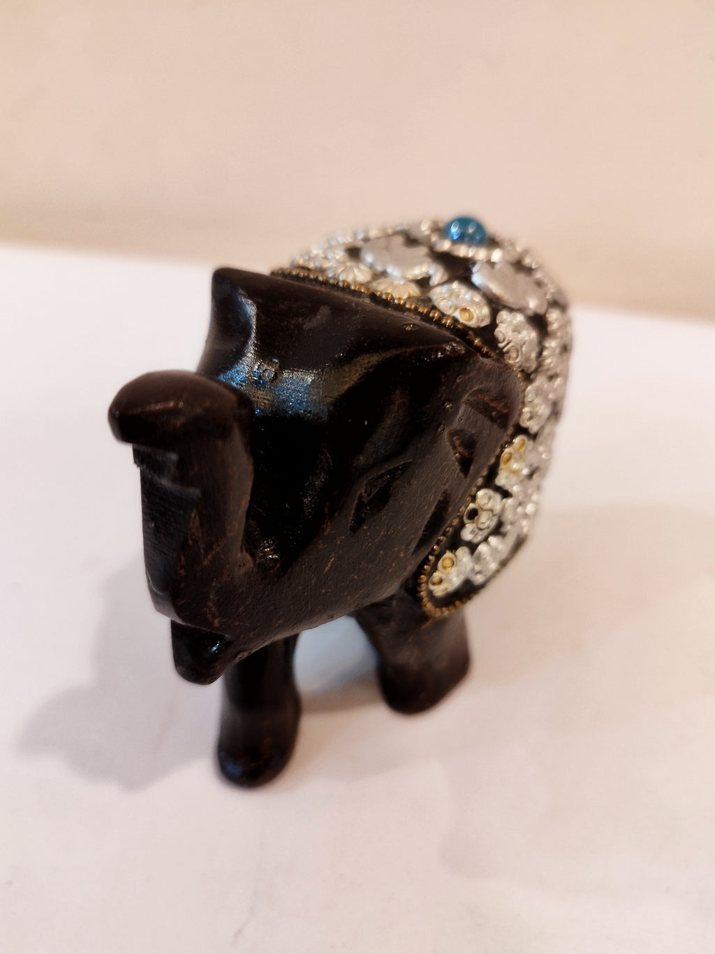 Handcrafted Kadam Wood Black Elephant Statue: Black Antique Decor