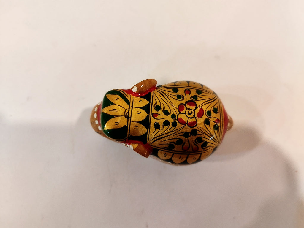 Handcrafted Kadam Wood Elephant Figurine Red painted over Brown Painted Spiritual Decor