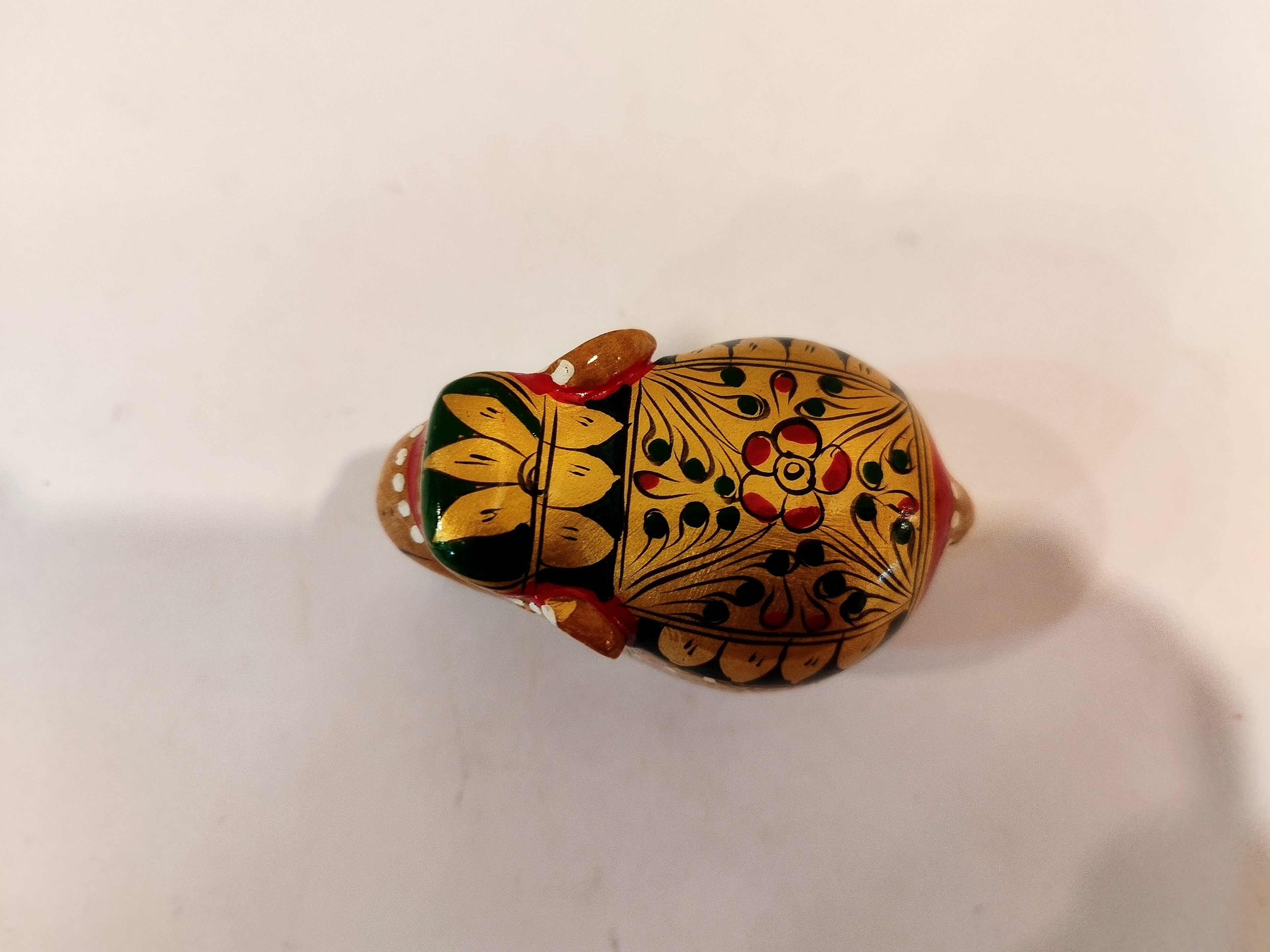 Handcrafted Kadam Wood Elephant Figurine Red painted over Brown Painted Spiritual Decor