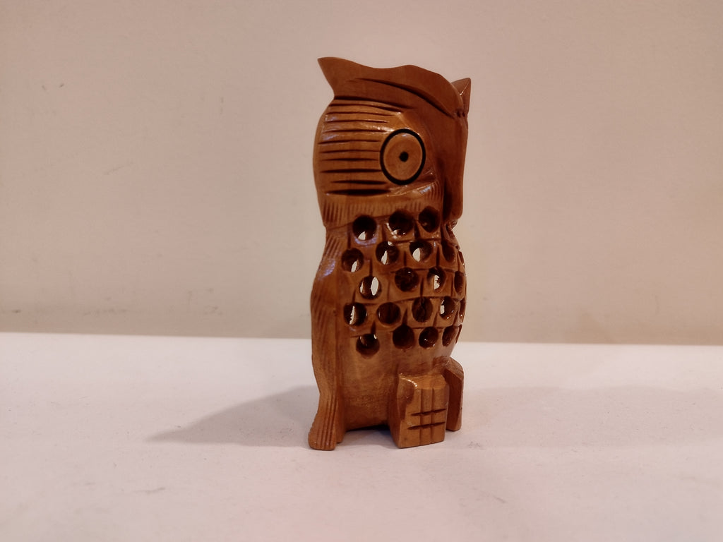 An owl one piece, mother and baby onyx inlay- 3 Inches