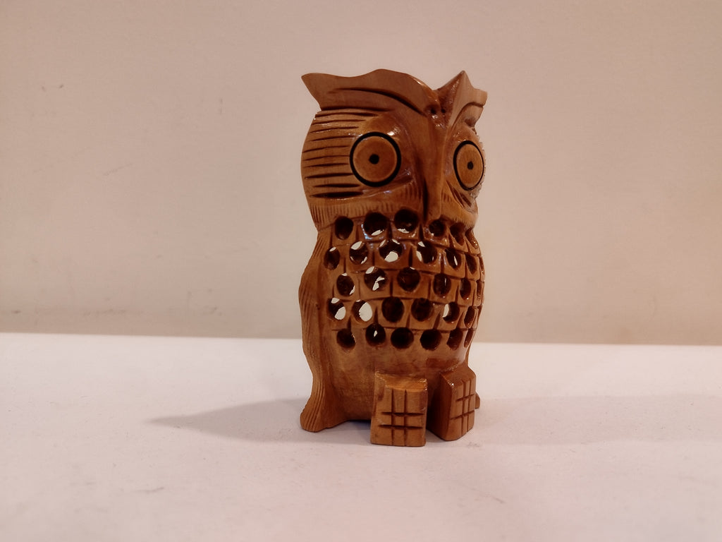 An owl one piece, mother and baby onyx inlay- 3 Inches