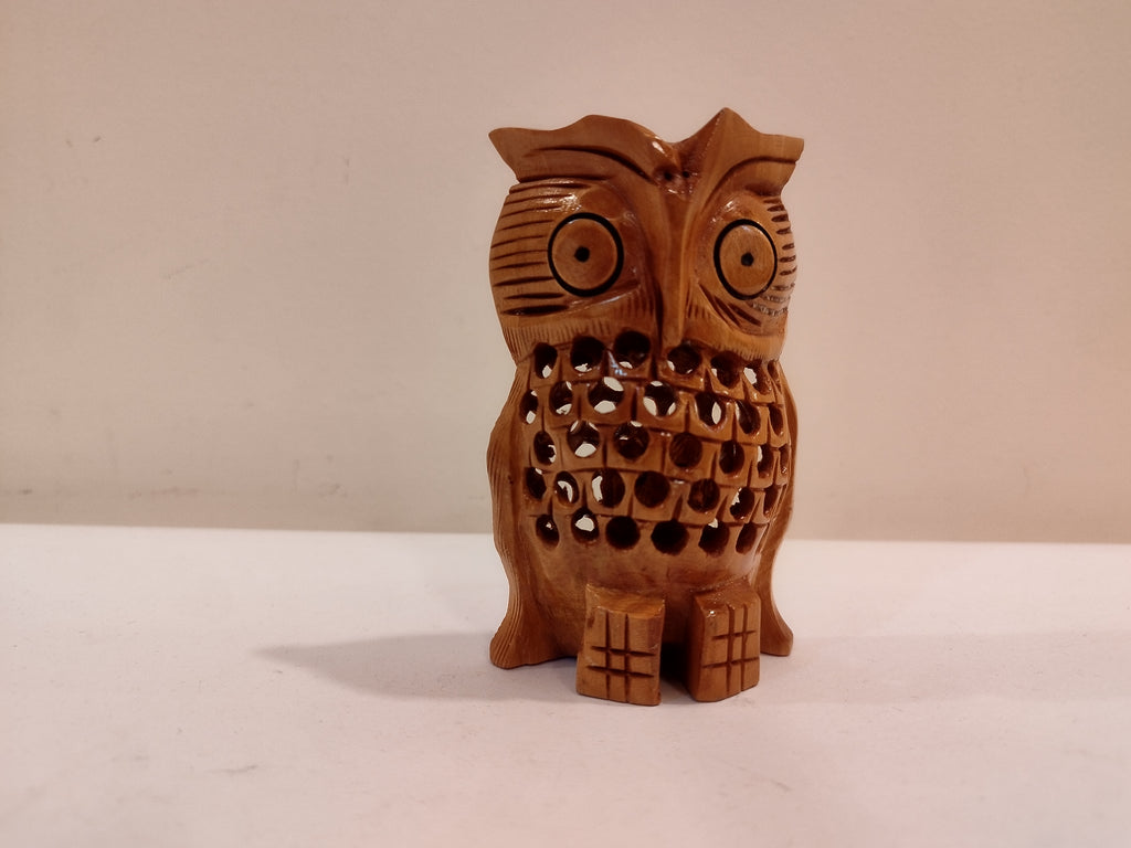 An owl one piece, mother and baby onyx inlay- 3 Inches