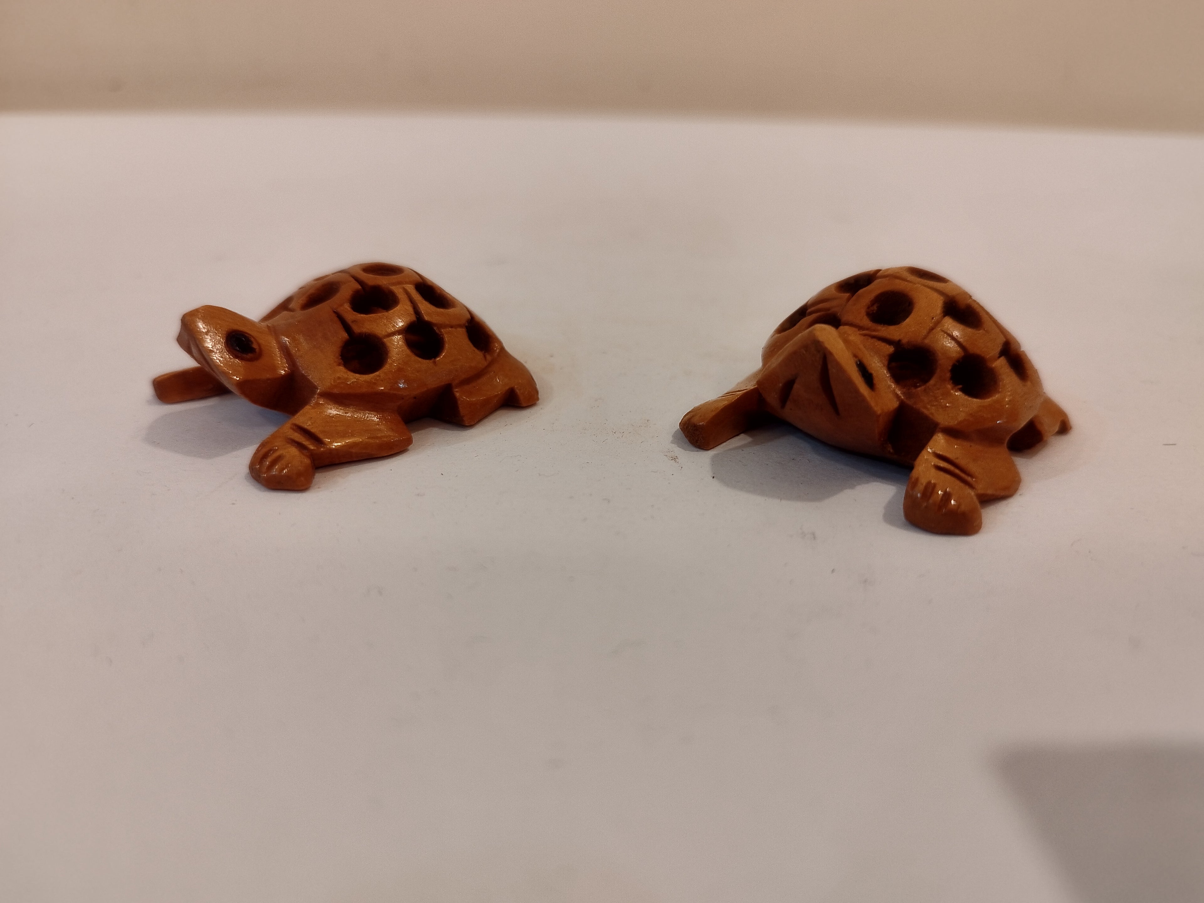 Handcrafted Kadam Wood Tortoise pair in net design Spiritual Decor