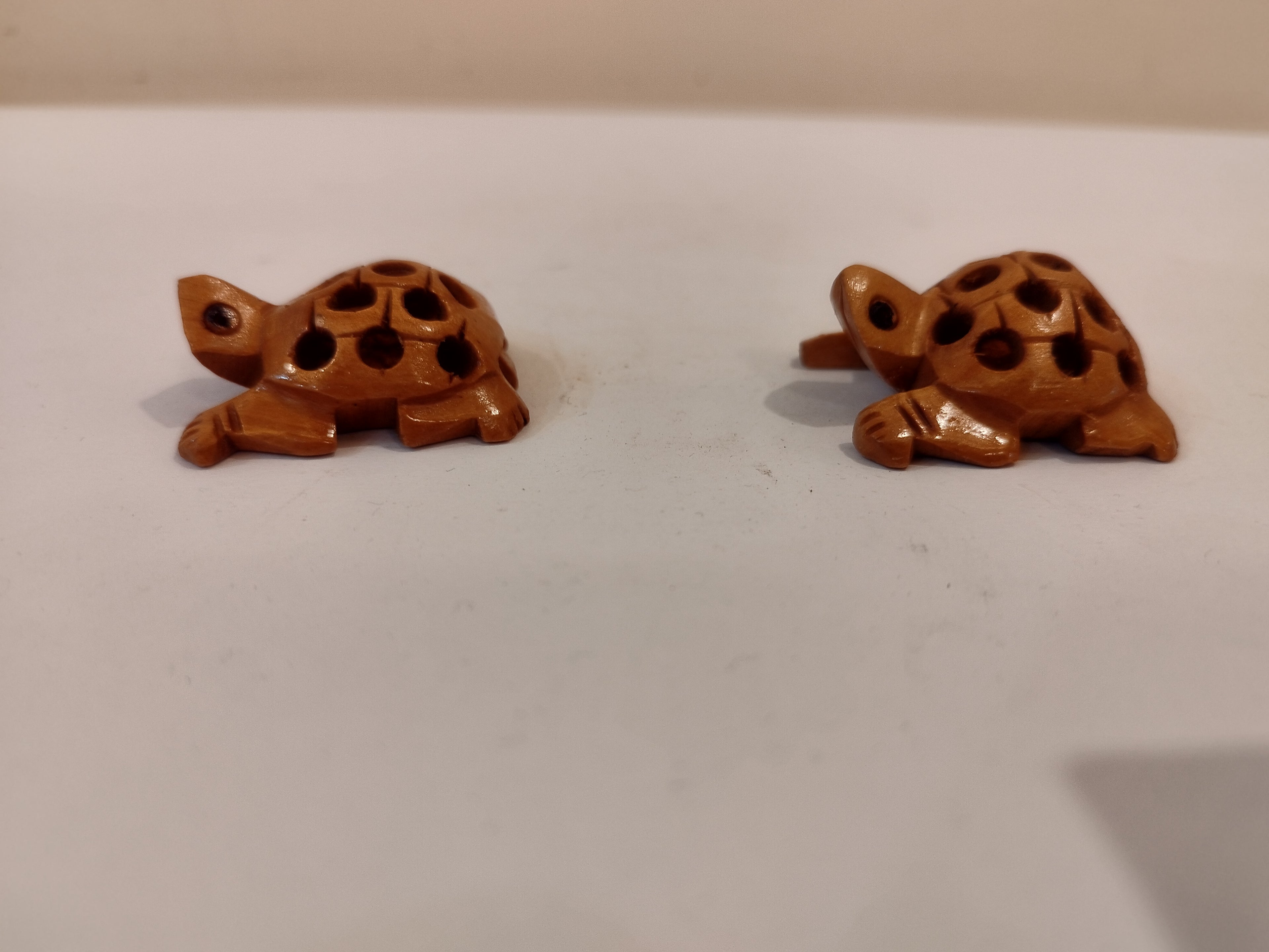 Handcrafted Kadam Wood Tortoise pair in net design Spiritual Decor