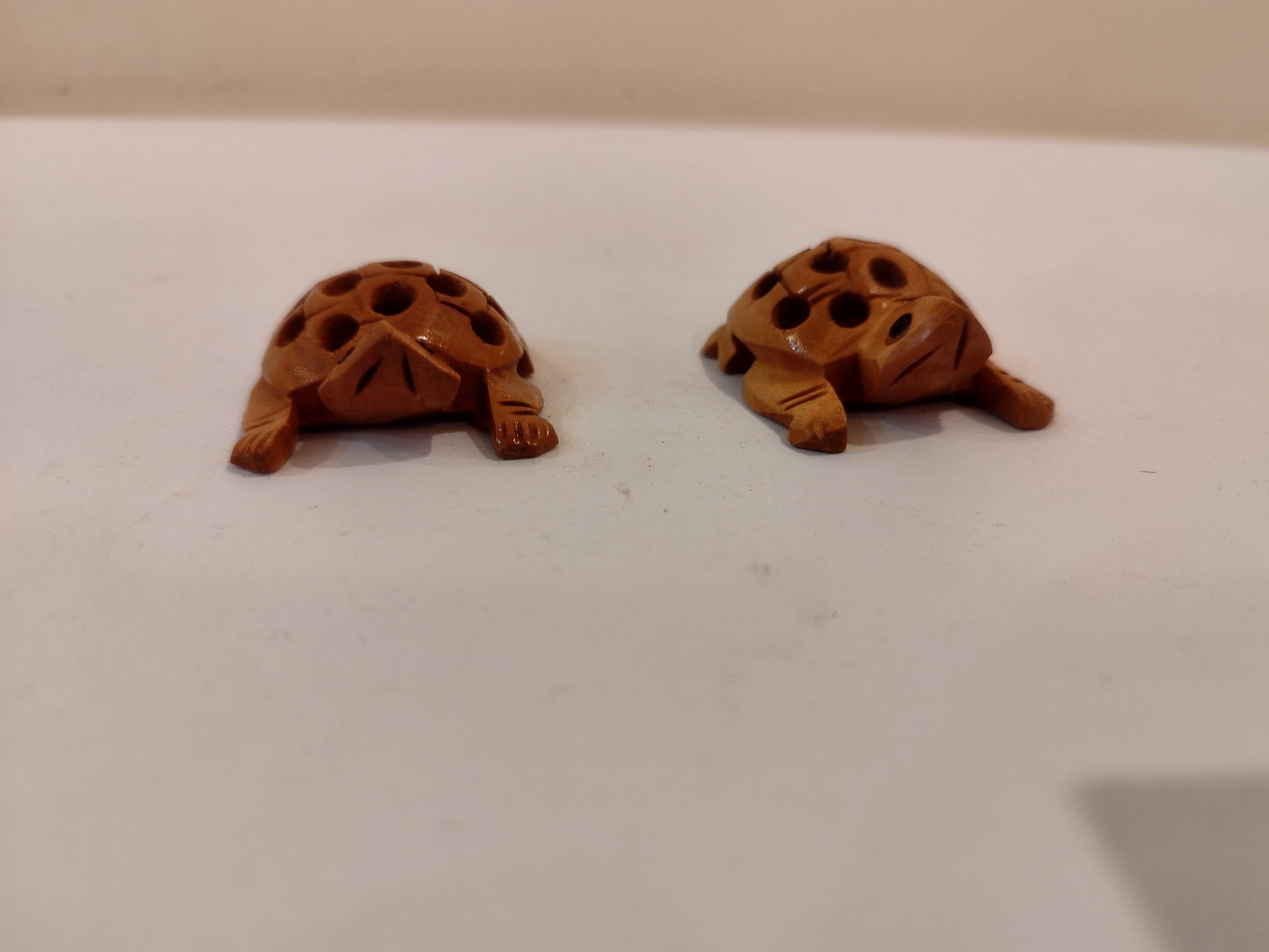 Handcrafted Kadam Wood Tortoise pair in net design Spiritual Decor