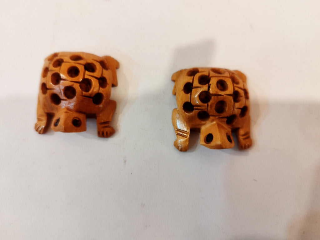 Handcrafted Kadam Wood Tortoise pair in net design Spiritual Decor