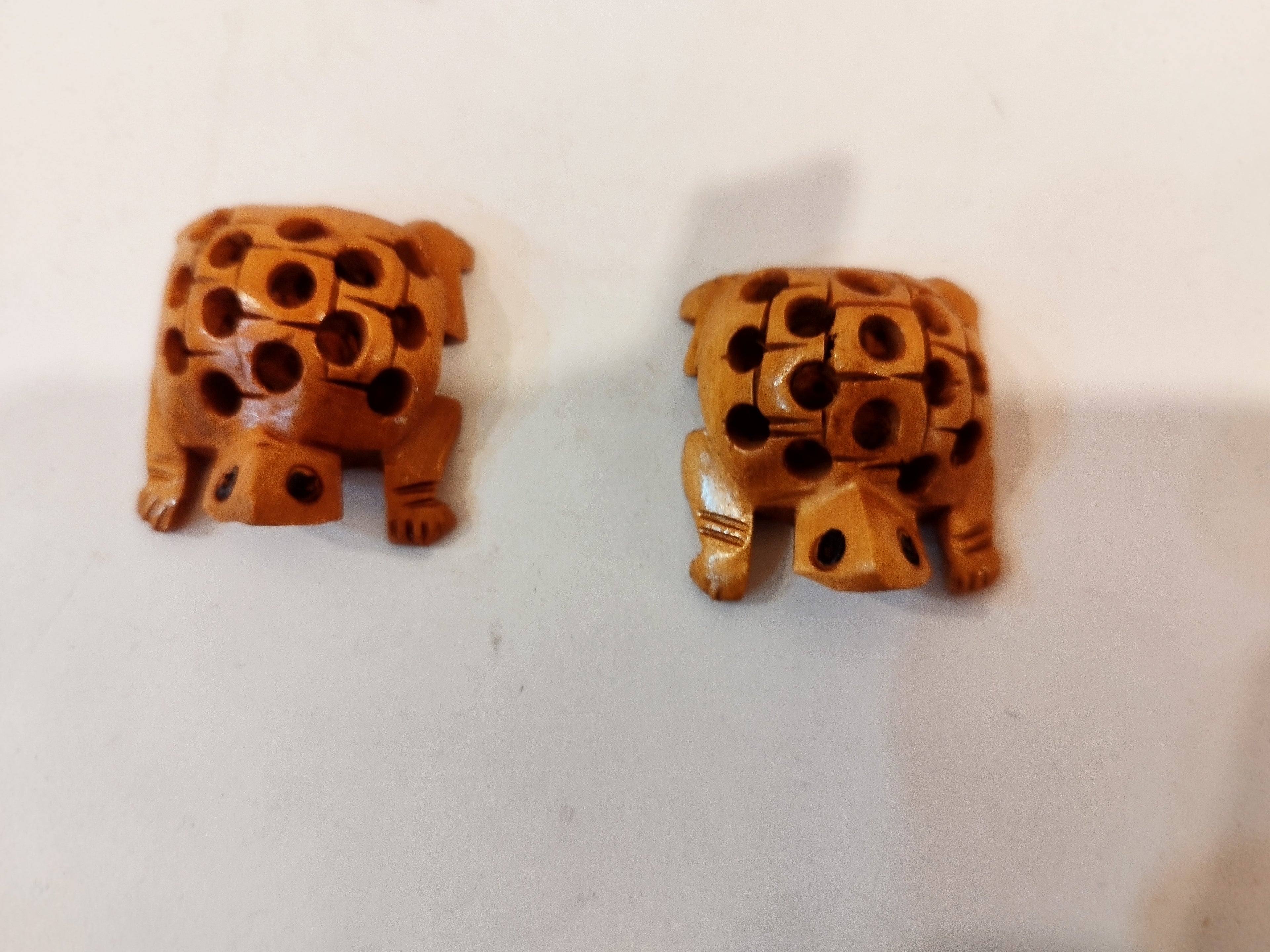Handcrafted Kadam Wood Tortoise pair in net design Spiritual Decor