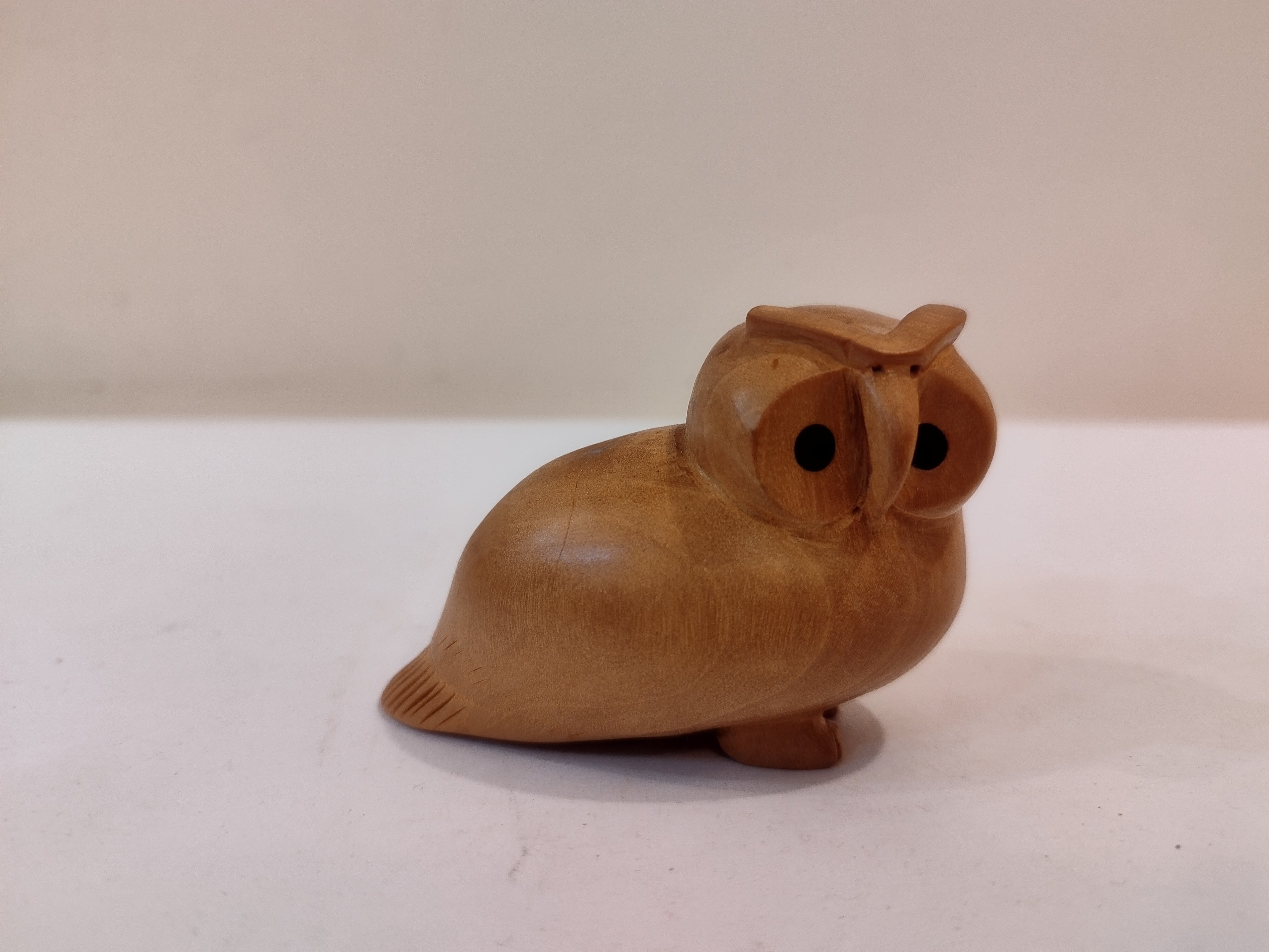 Handcrafted Kadam Wood Owl Figurine-3 Inches: Spiritual Decor, Prosperity Gift