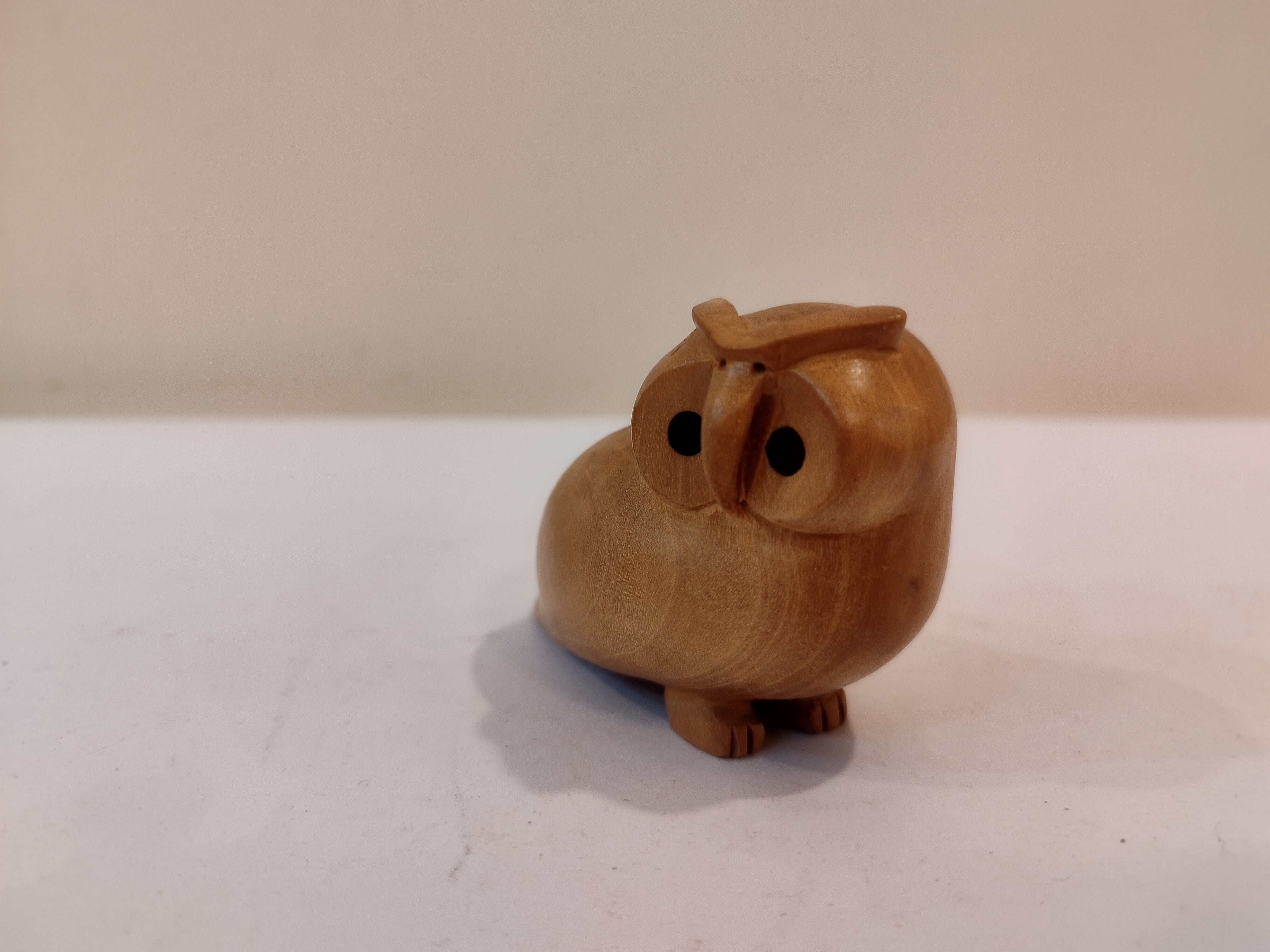 Handcrafted Kadam Wood Owl Figurine-3 Inches: Spiritual Decor, Prosperity Gift