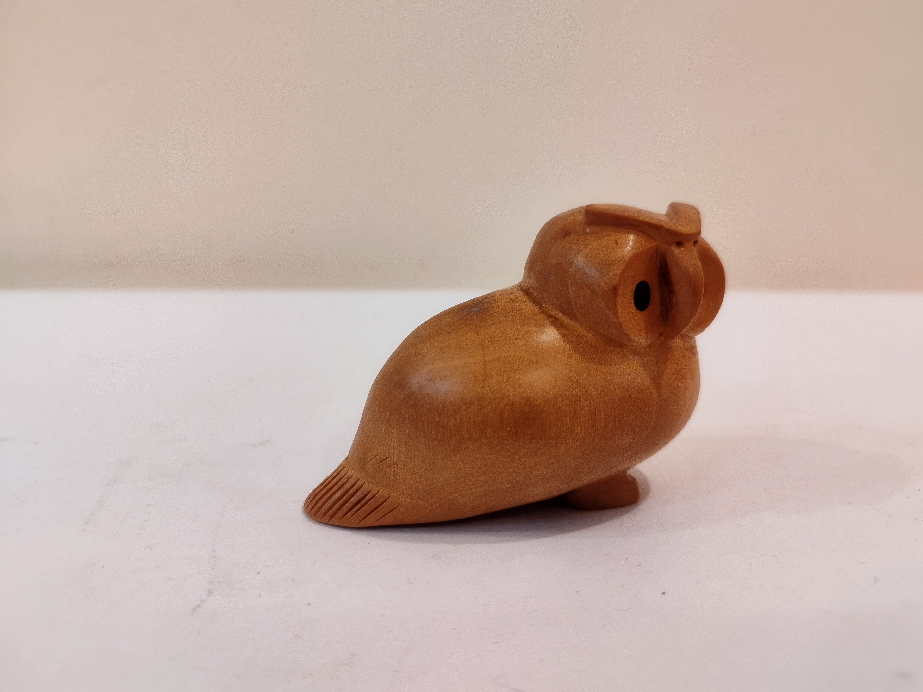 Handcrafted Kadam Wood Owl Figurine-3 Inches: Spiritual Decor, Prosperity Gift