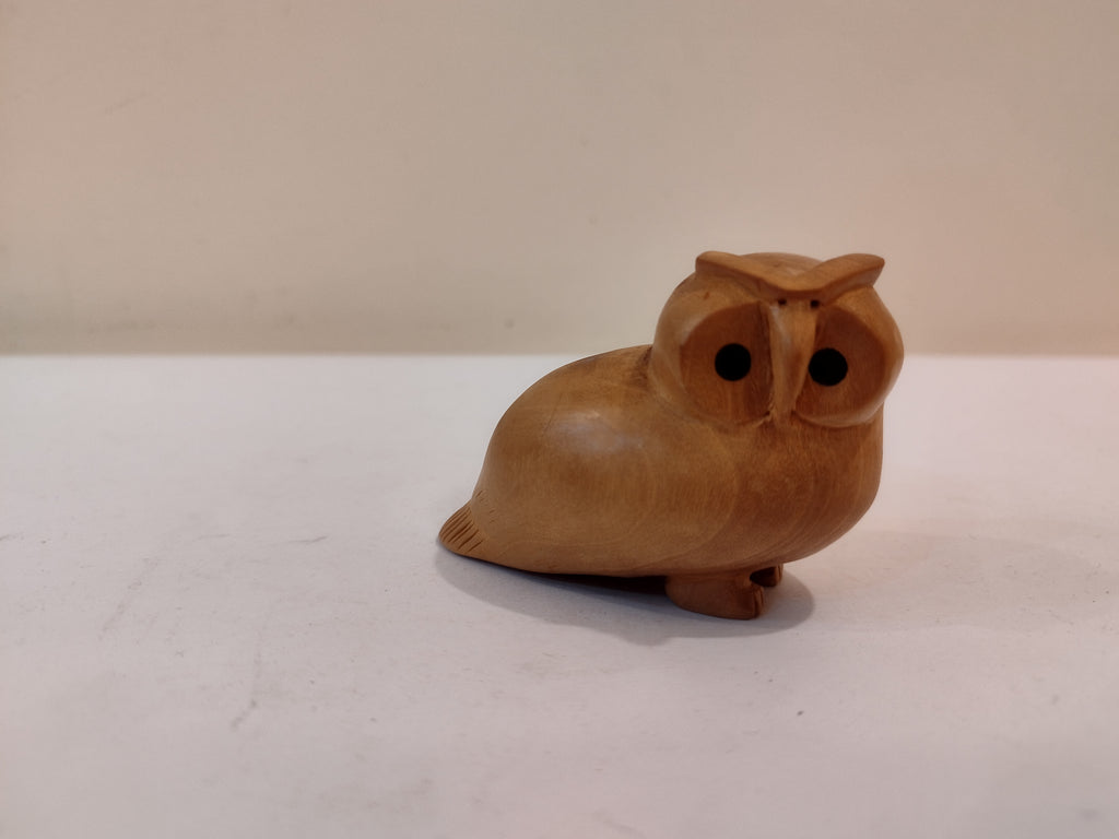 Handcrafted Kadam Wood Owl Figurine-3 Inches: Spiritual Decor, Prosperity Gift