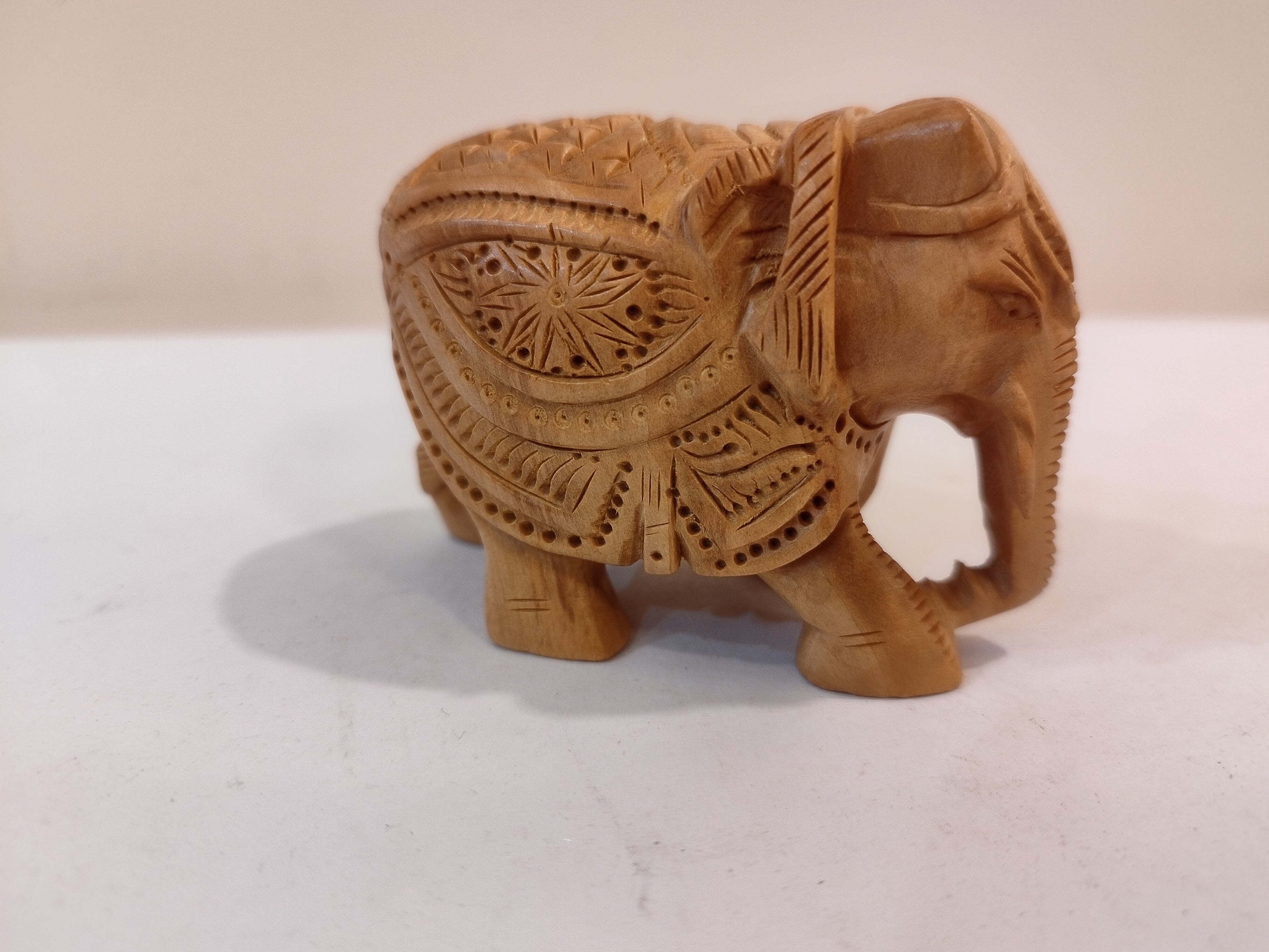 Handcrafted kadam wood elephant carved spiritual home decor