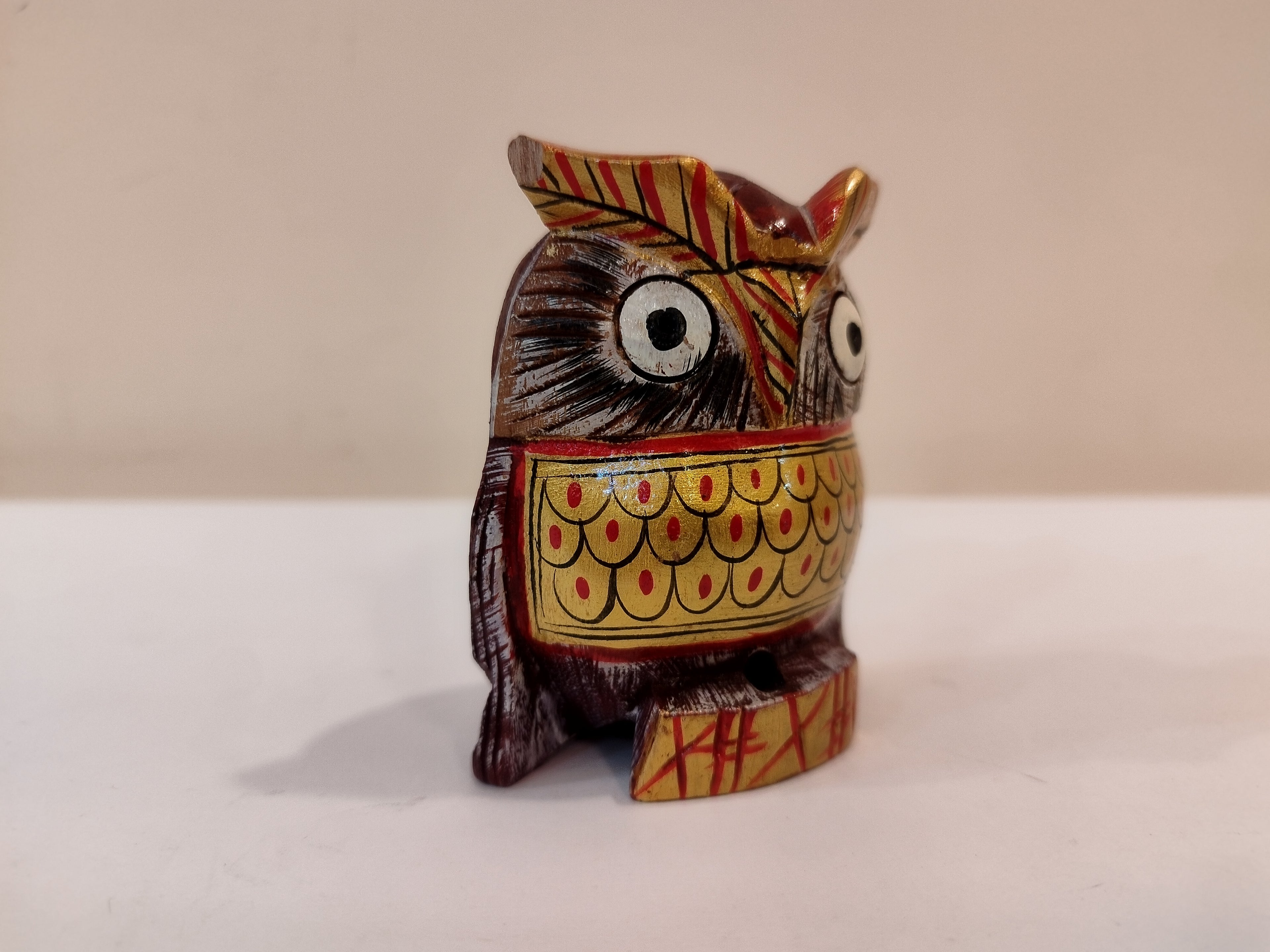 Handcrafted Kadam Wood Owl Painted Black Figurine- 3 Inches: Spiritual Home Decor