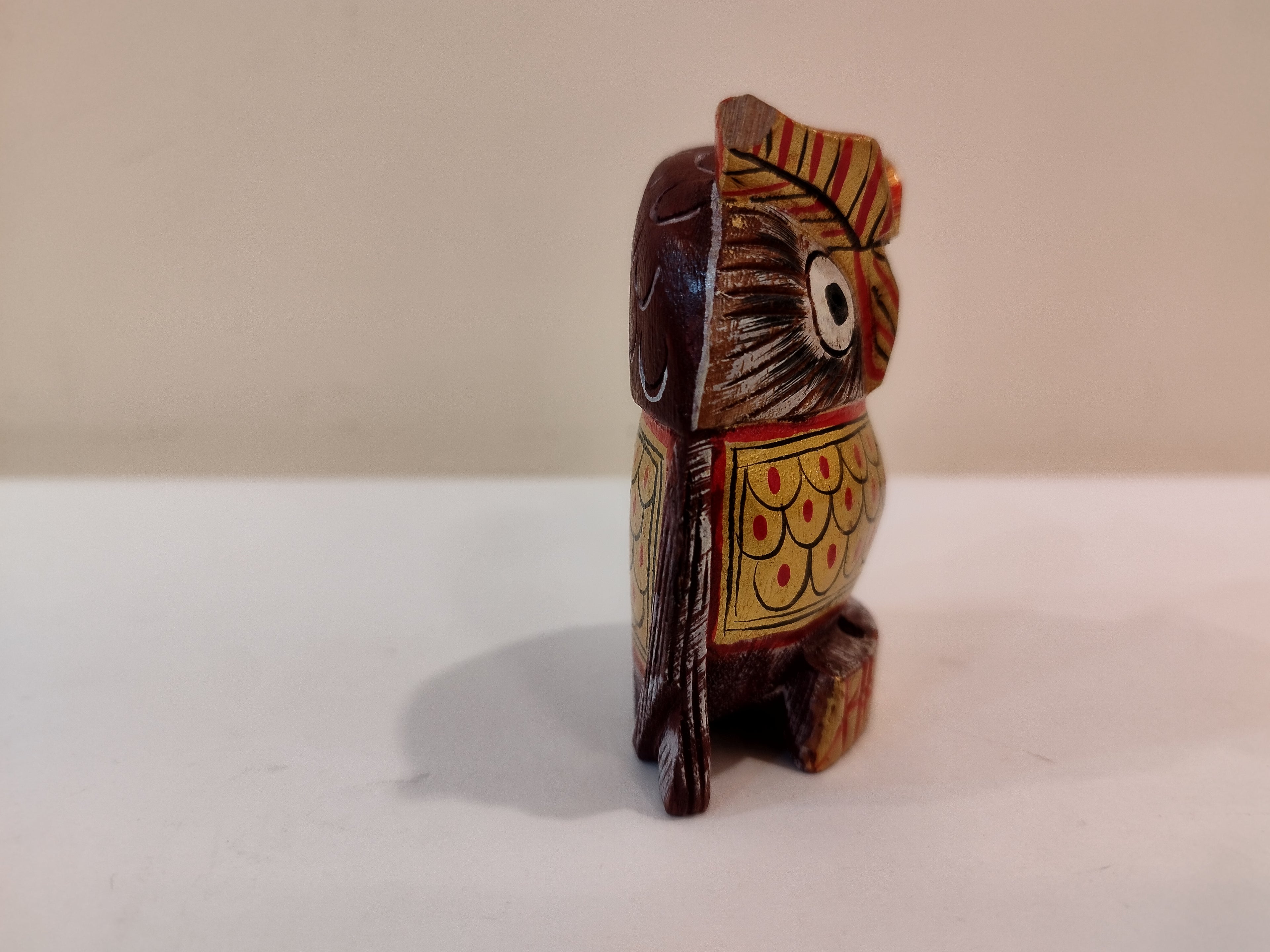 Handcrafted Kadam Wood Owl Painted Black Figurine- 3 Inches: Spiritual Home Decor