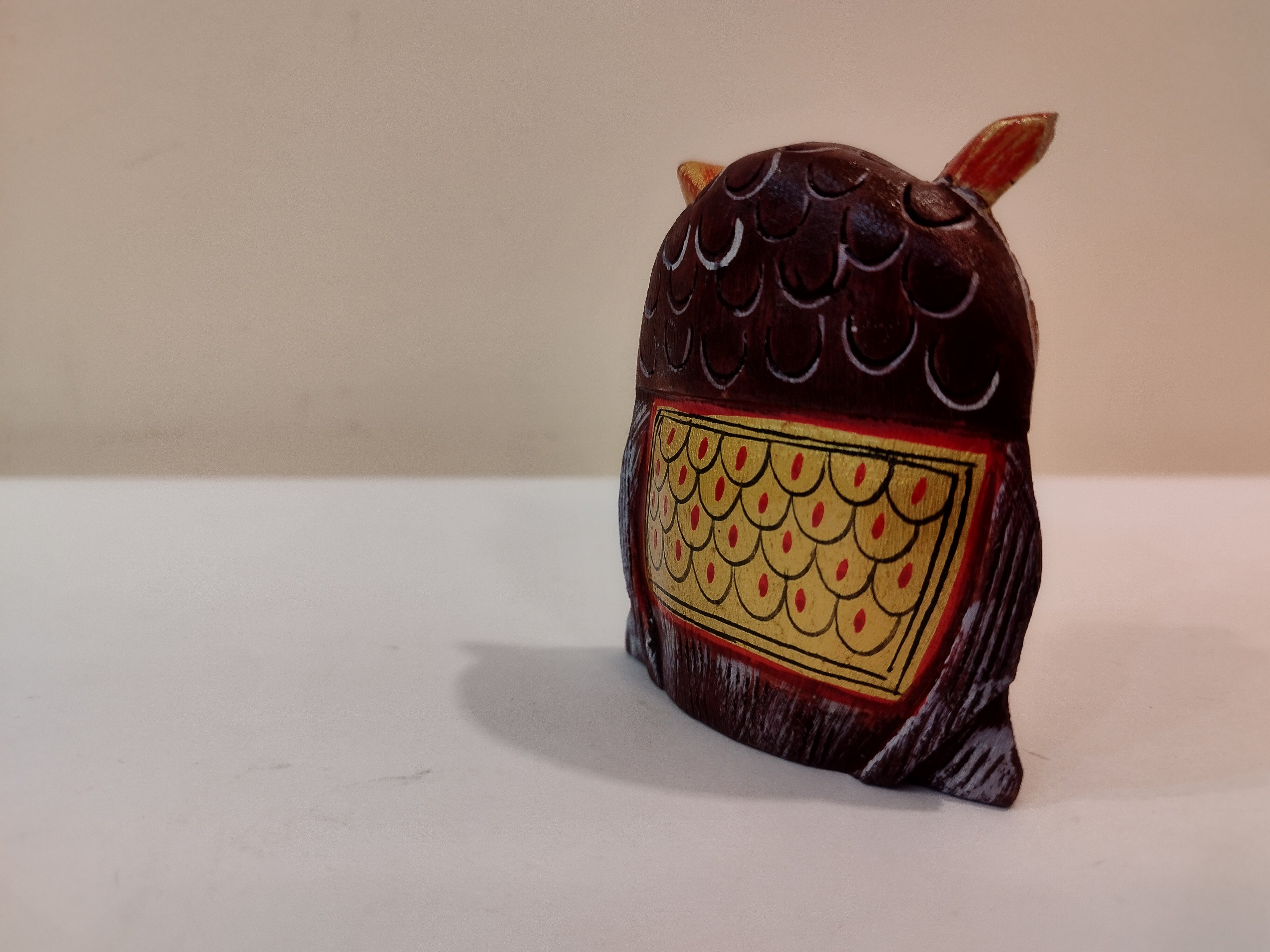 Handcrafted Kadam Wood Owl Painted Black Figurine- 3 Inches: Spiritual Home Decor
