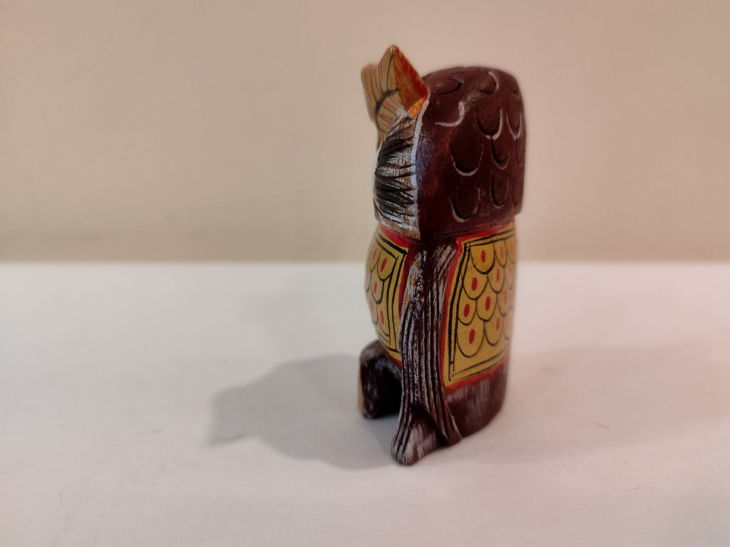 Handcrafted Kadam Wood Owl Painted Black Figurine- 3 Inches: Spiritual Home Decor