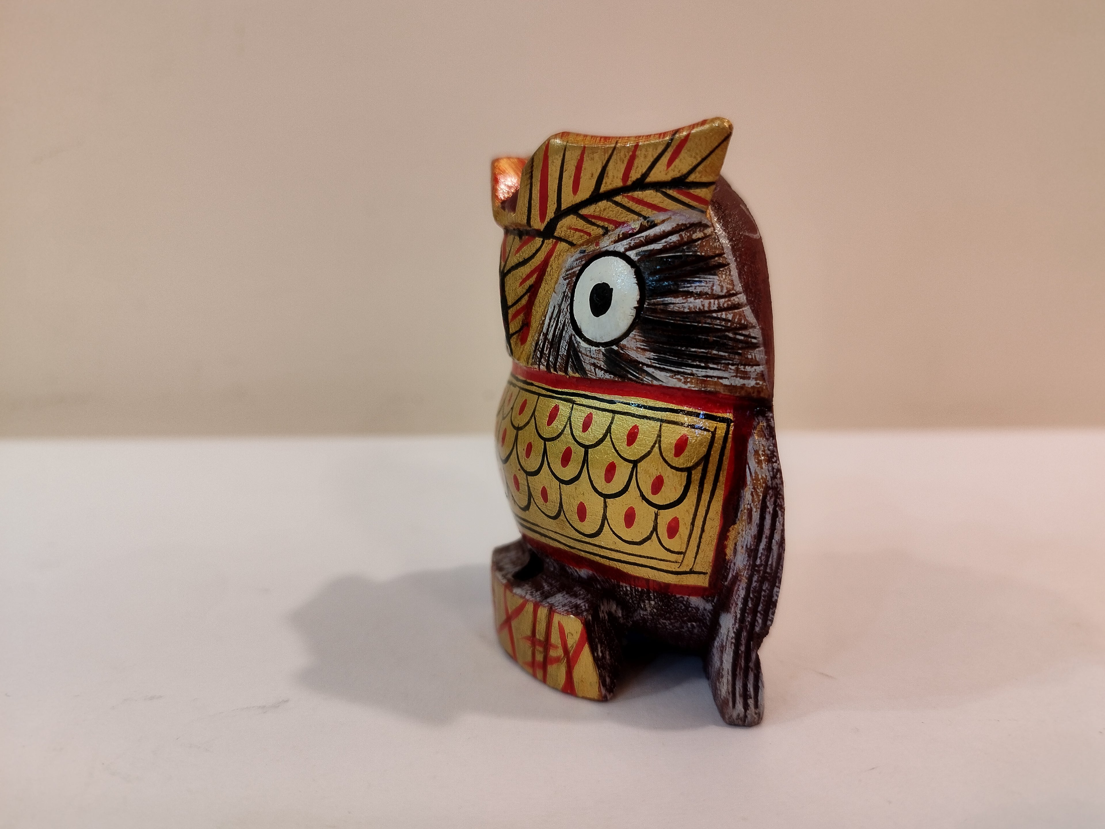 Handcrafted Kadam Wood Owl Painted Black Figurine- 3 Inches: Spiritual Home Decor