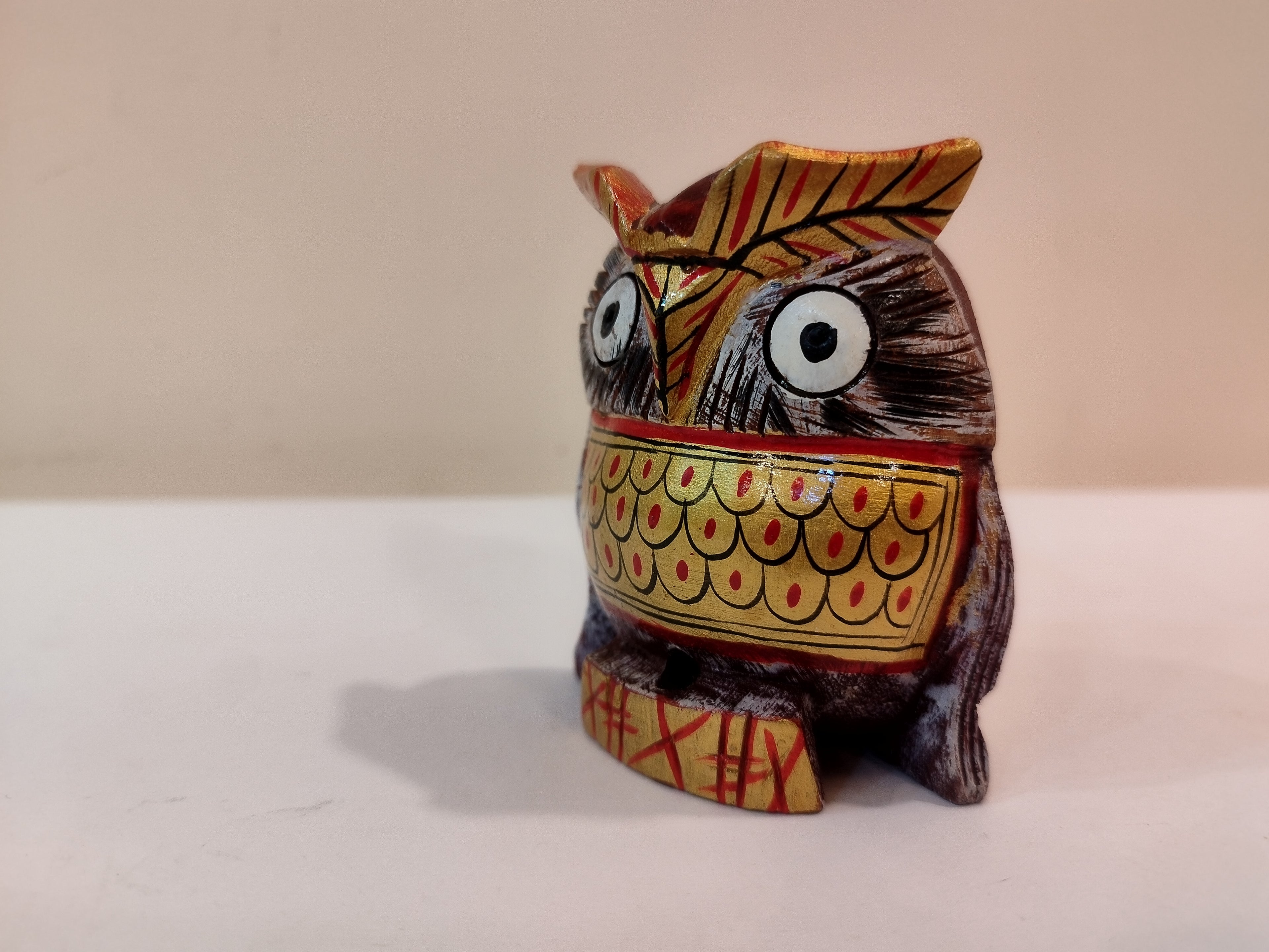 Handcrafted Kadam Wood Owl Painted Black Figurine- 3 Inches: Spiritual Home Decor