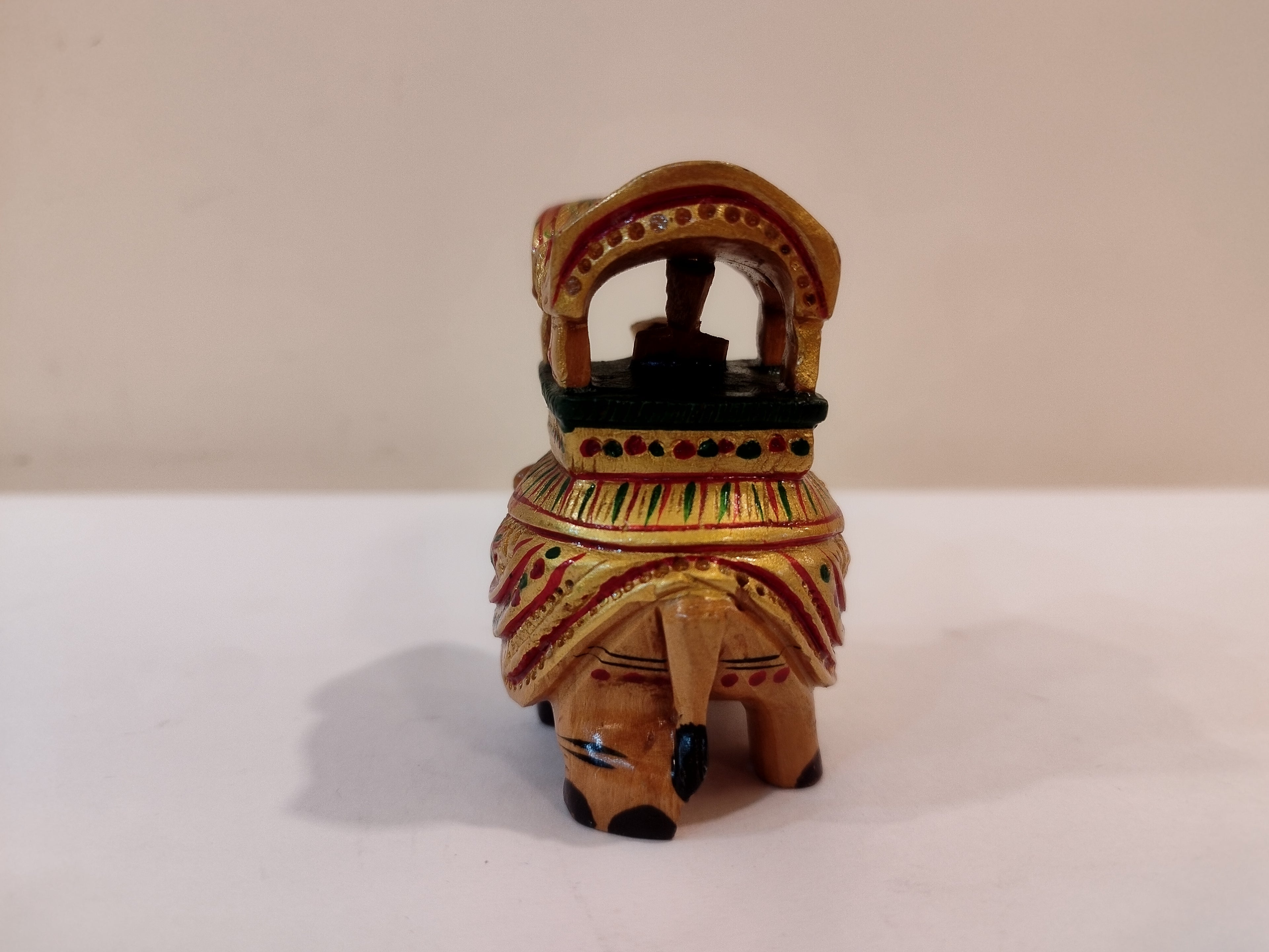 Handcrafted Kadam Wood Painted Elephant Maharaja Spiritual Decor