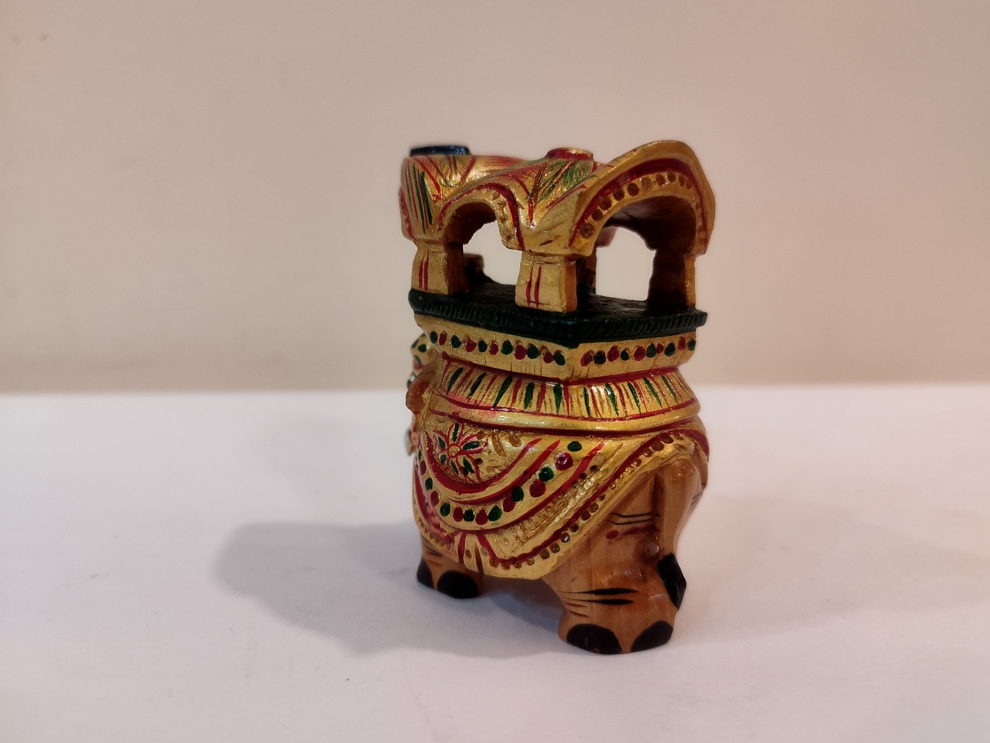 Handcrafted Kadam Wood Painted Elephant Maharaja Spiritual Decor