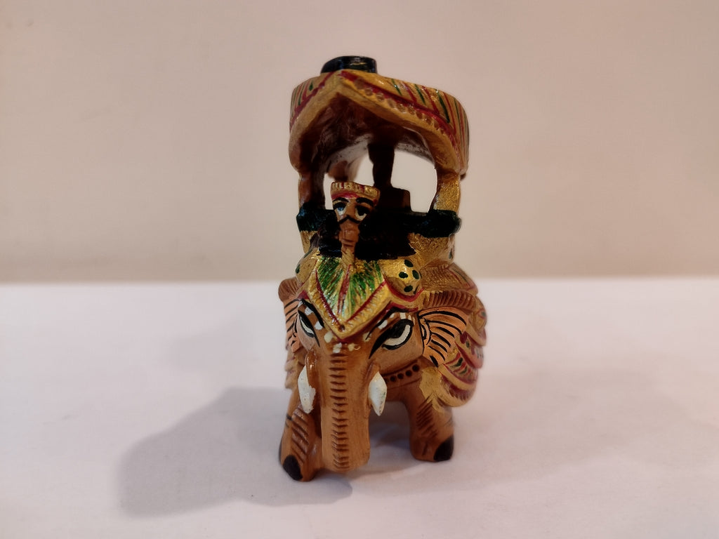 Handcrafted Kadam Wood Painted Elephant Maharaja Spiritual Decor