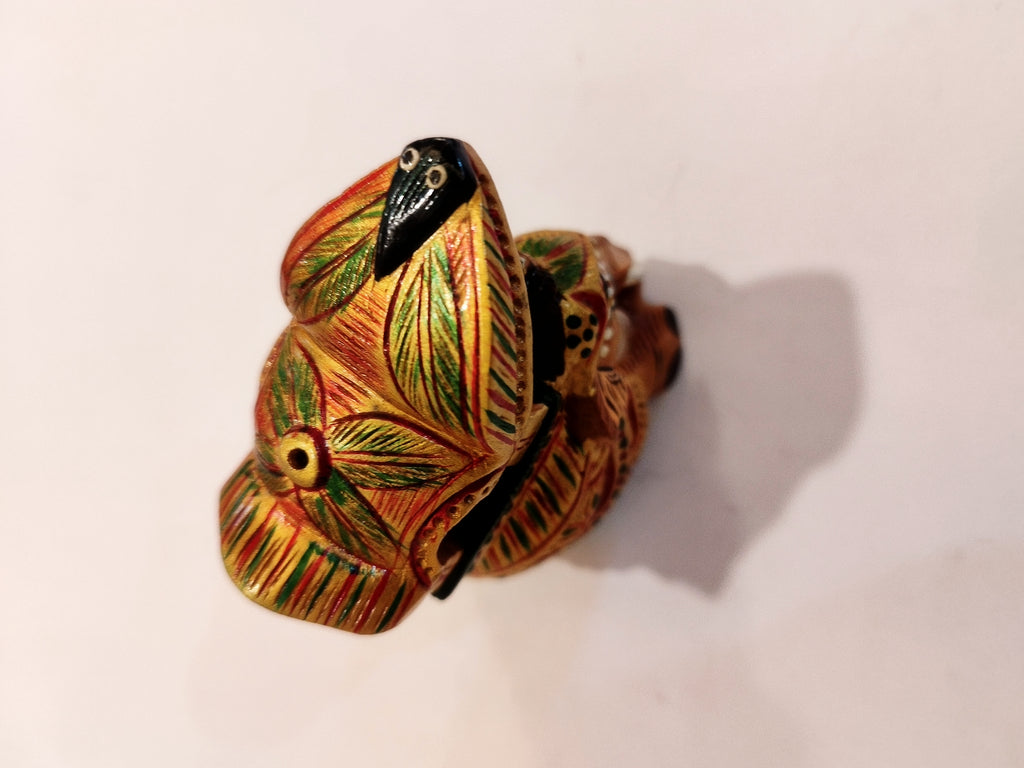 Handcrafted Kadam Wood Painted Elephant Maharaja Spiritual Decor