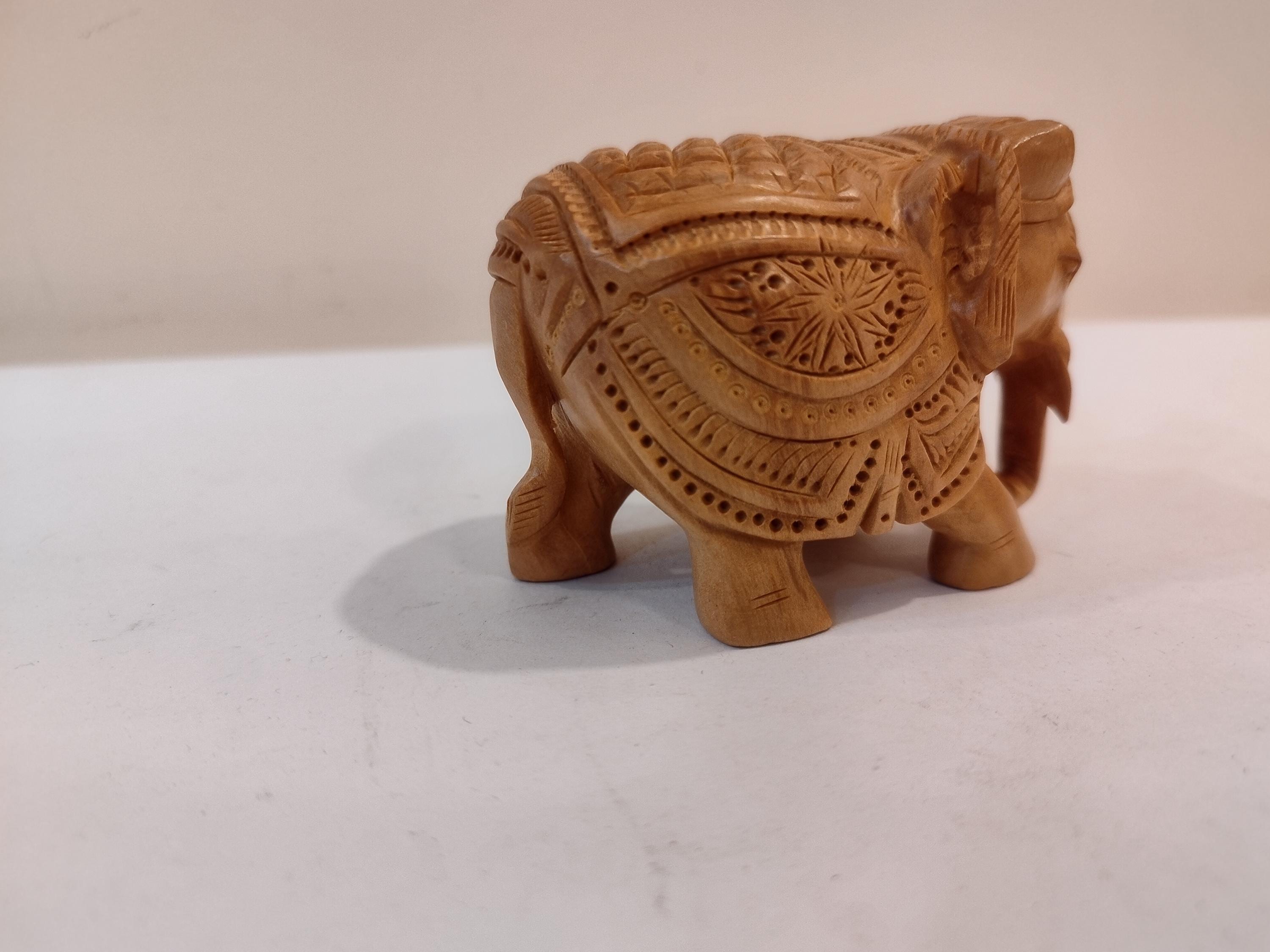 Handcrafted kadam wood elephant carved spiritual home decor