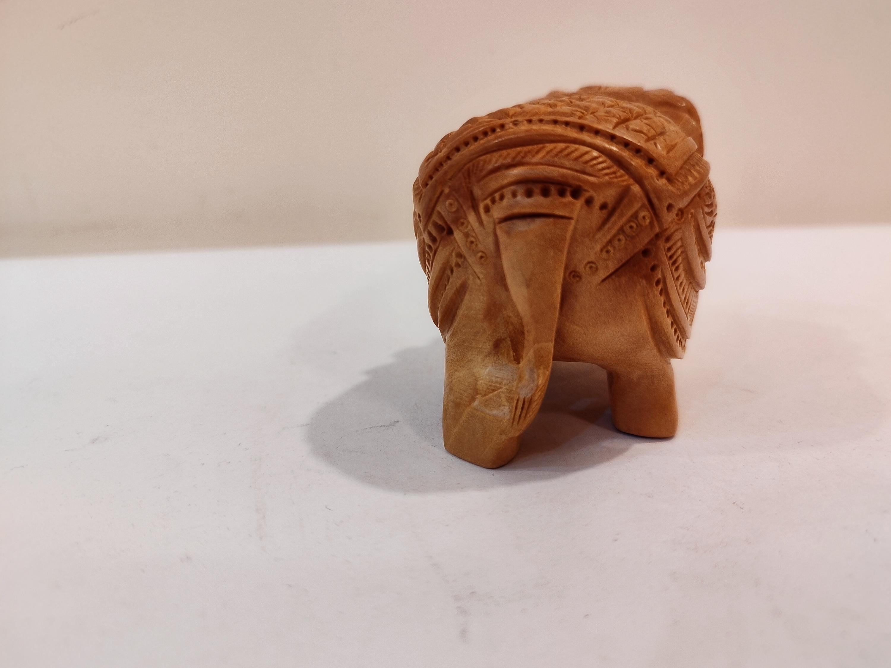 Handcrafted kadam wood elephant carved spiritual home decor