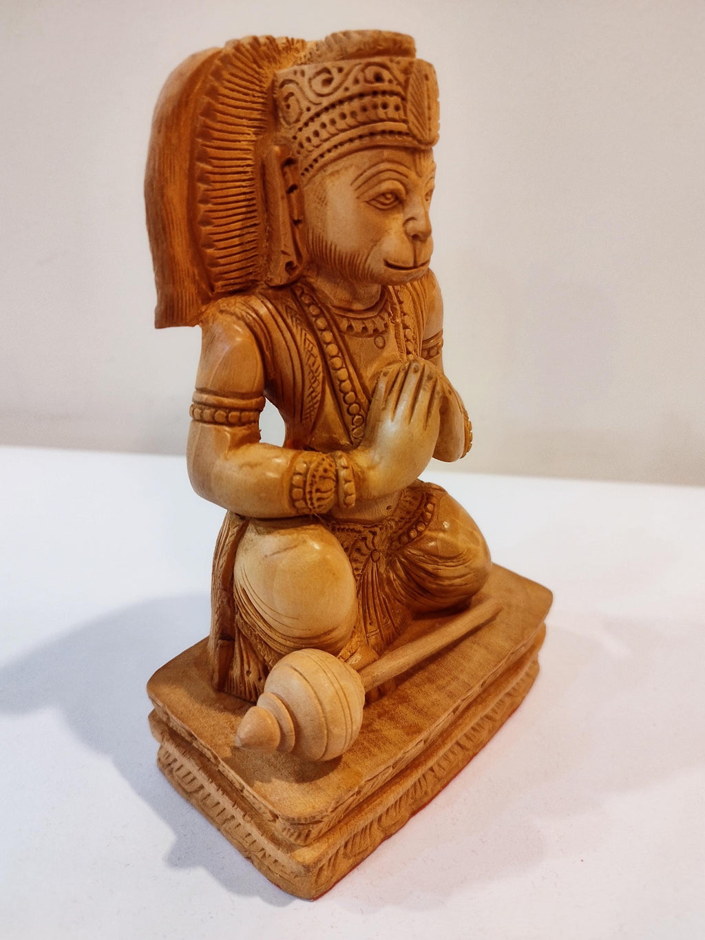 Hand Carved Wooden Hanuman Dasa Statue, Kadam Wood