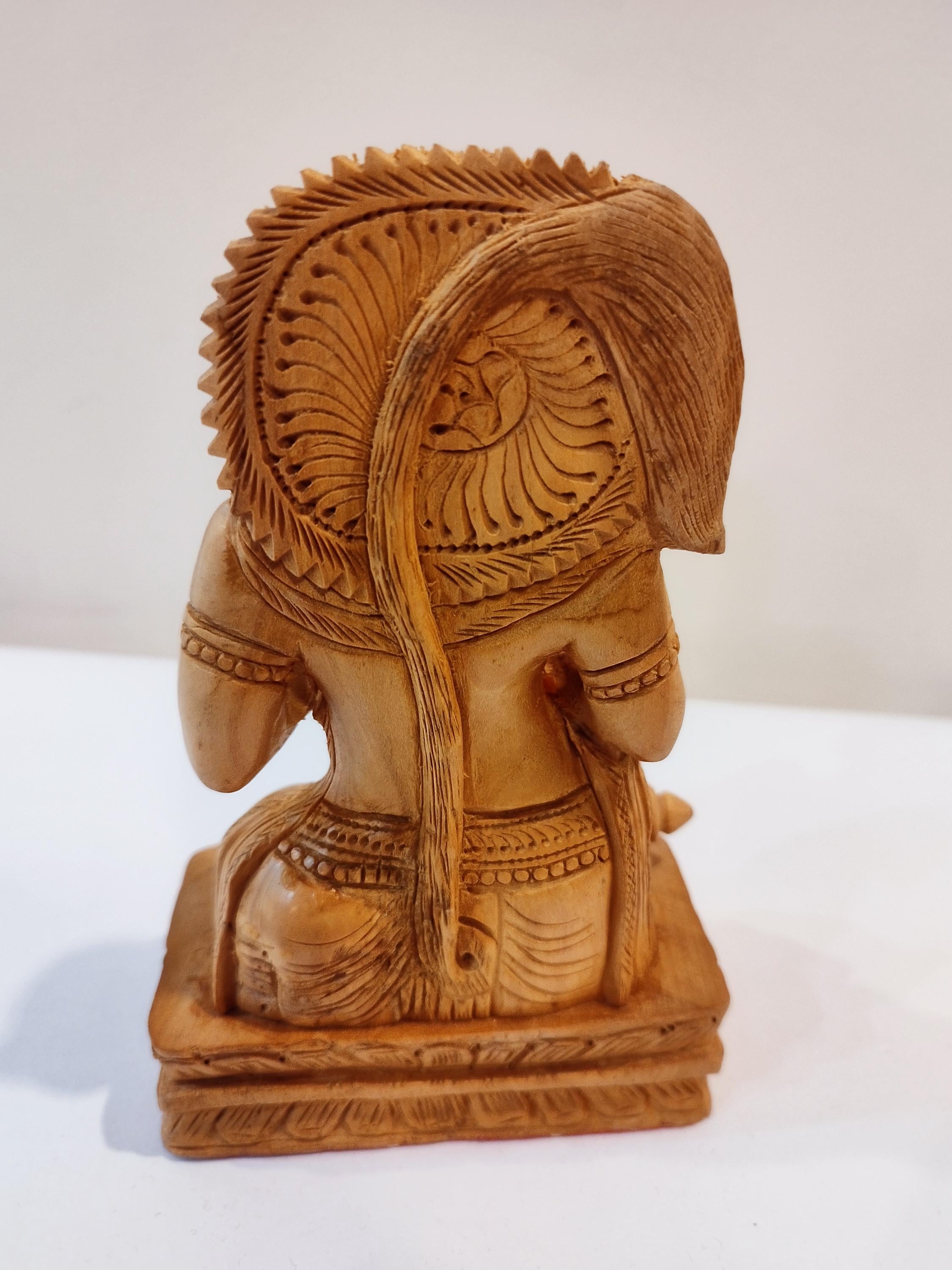 Hand Carved Wooden Hanuman Dasa Statue, Kadam Wood