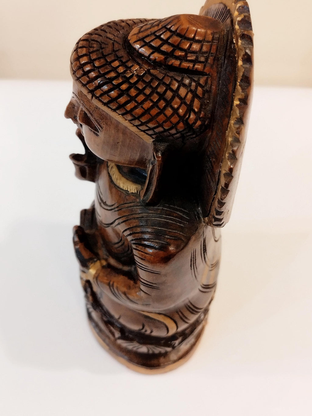 Handcrafted Oily Wood antique Buddha Statue (Oxidised kadam wood)