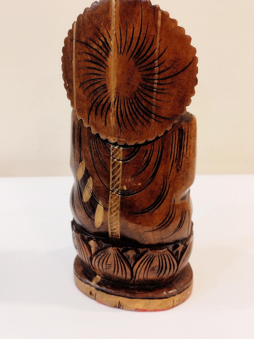 Handcrafted Oily Wood antique Buddha Statue (Oxidised kadam wood)