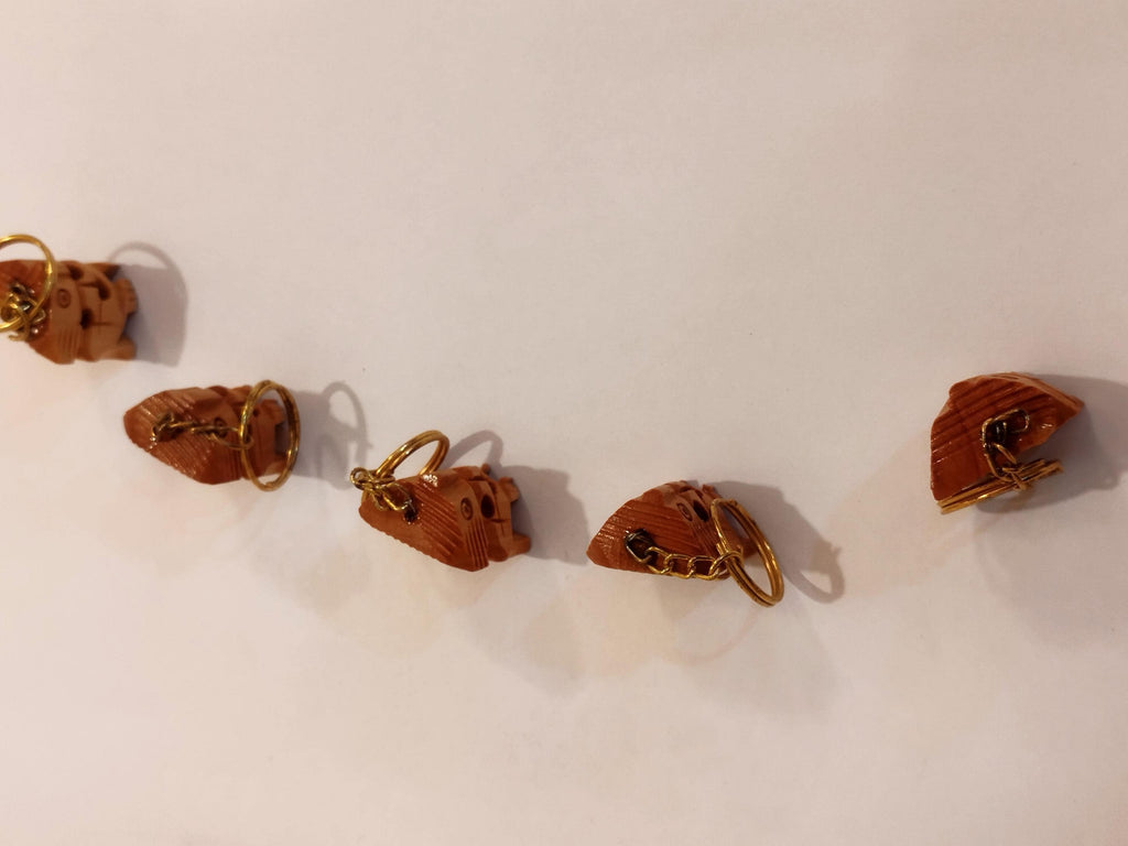Handcrafted kadam wood owl key chain set of 5 : spiritual decor, prosperity gift