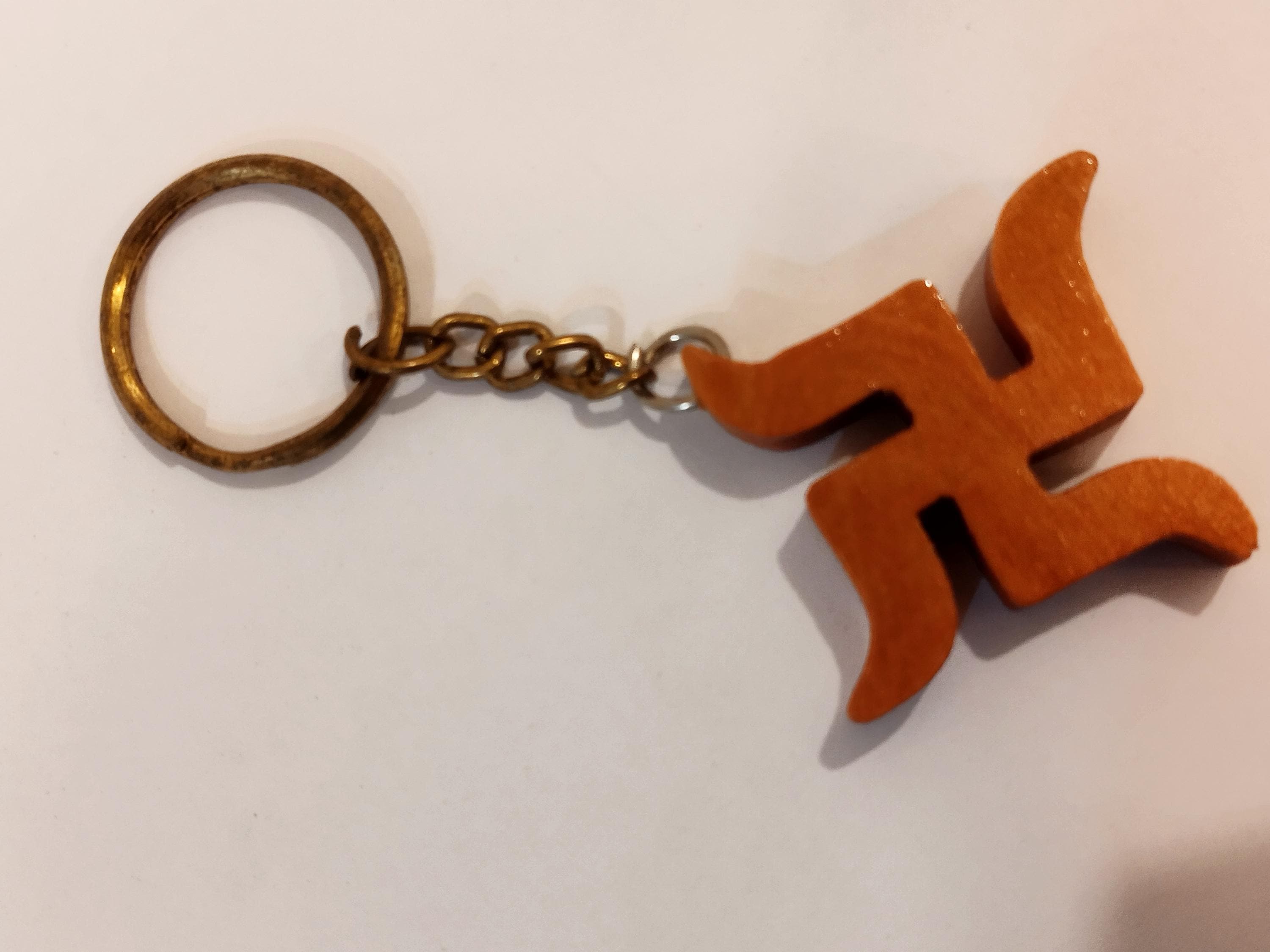 Hand carved kadam wood  key chain Aum or Om set of 5: spiritual gifting