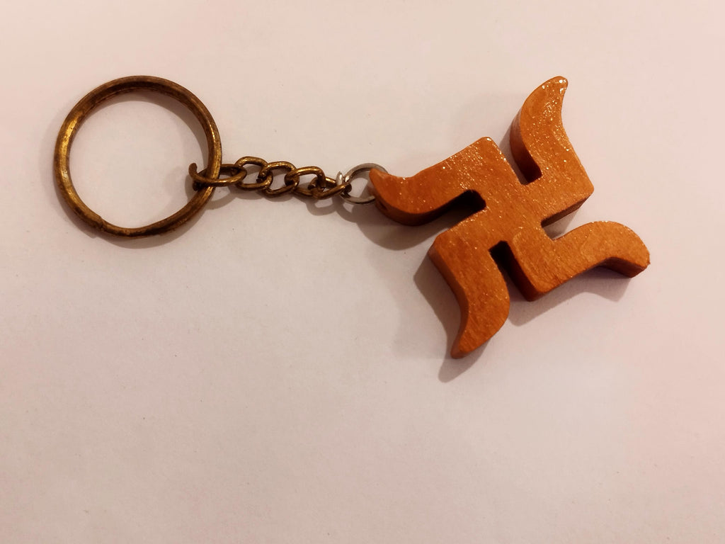 Hand carved kadam wood  key chain Aum or Om set of 5: spiritual gifting