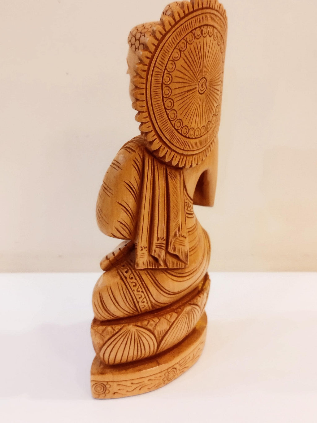 Handcrafted Oily Wood Blessing Buddha Statue - 10 Inches