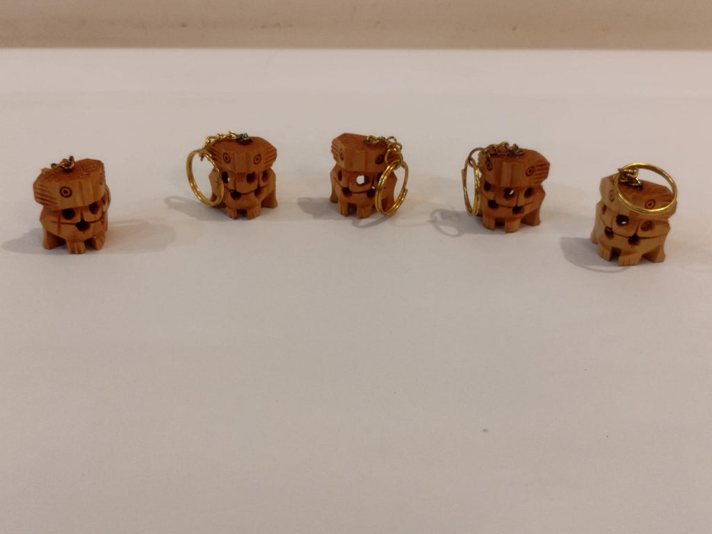 Handcrafted kadam wood owl key chain set of 5 : spiritual decor, prosperity gift